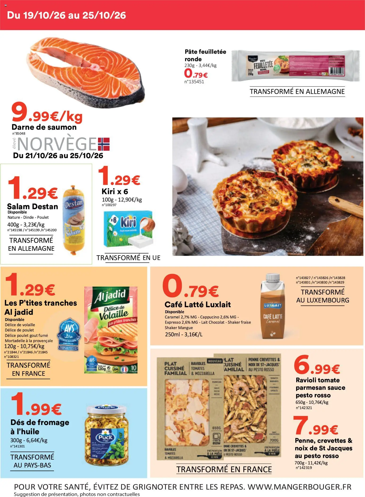 Prévisualisation de Hmarket catalogue du magasin Hmarket formulaire valide 19/10/2026 - Café, Fraise, Lait, Pâte, Saumon, Pesto, Ravioli, Crevettes