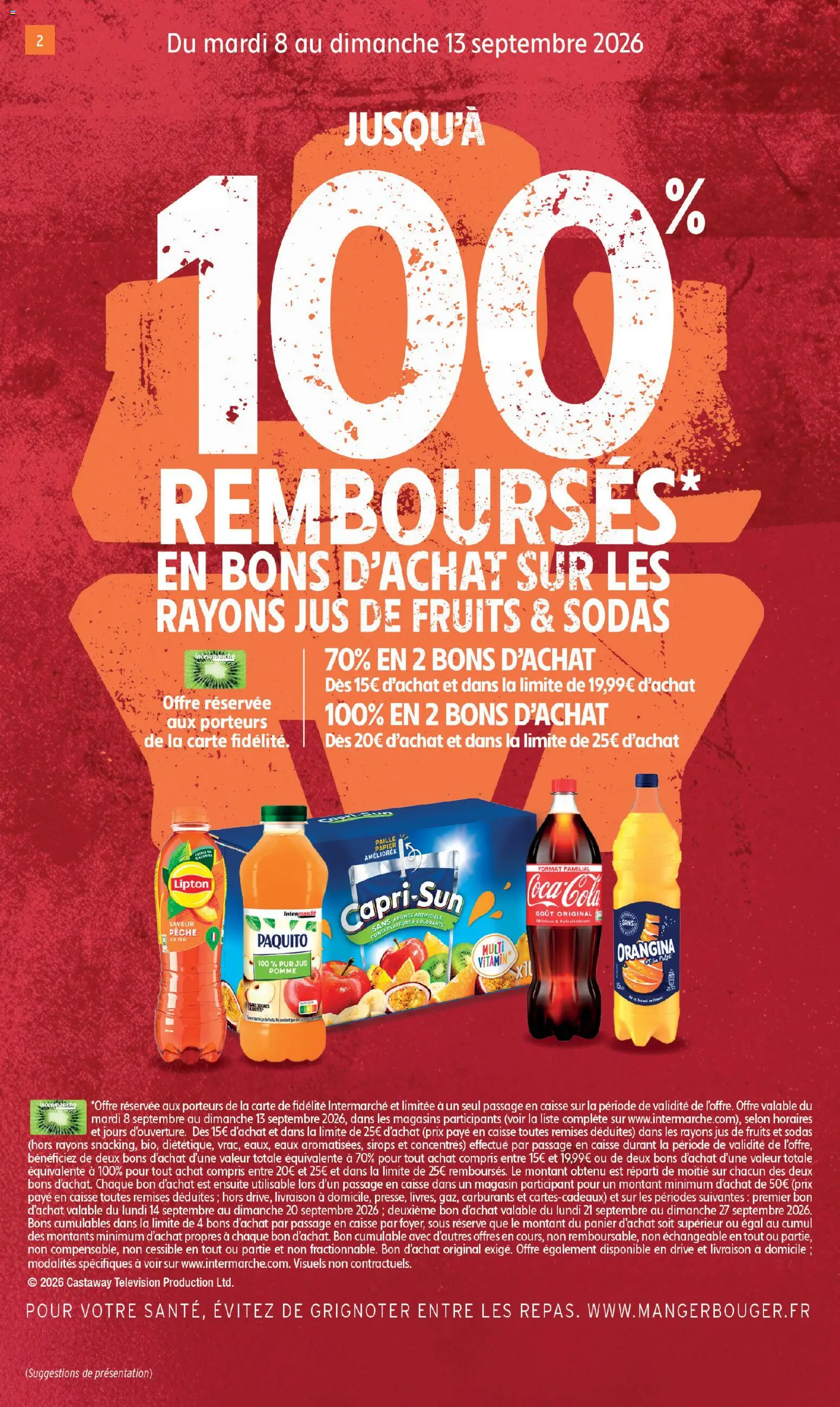 Prévisualisation de Intermarché - C'est notre anniversaire du magasin Intermarché formulaire valide 08/09/2026 - Télévision, Fruits, Pomme, Pêche, Sodas, Panier, Orangina, Jus