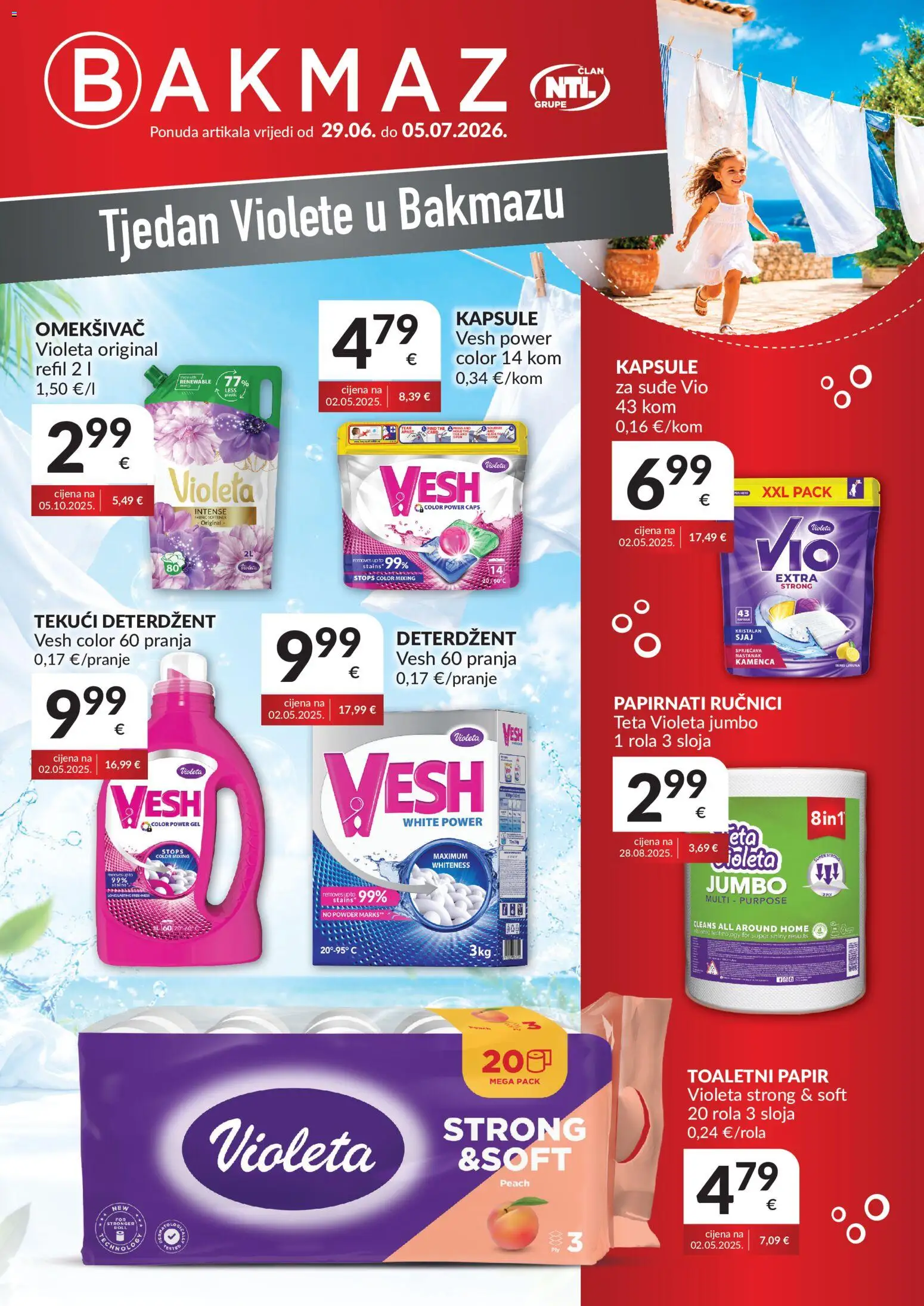 Pregled letka Bakmaz Tjedan Violete trgovine Bakmaz vrijedi od 29.06.2026
