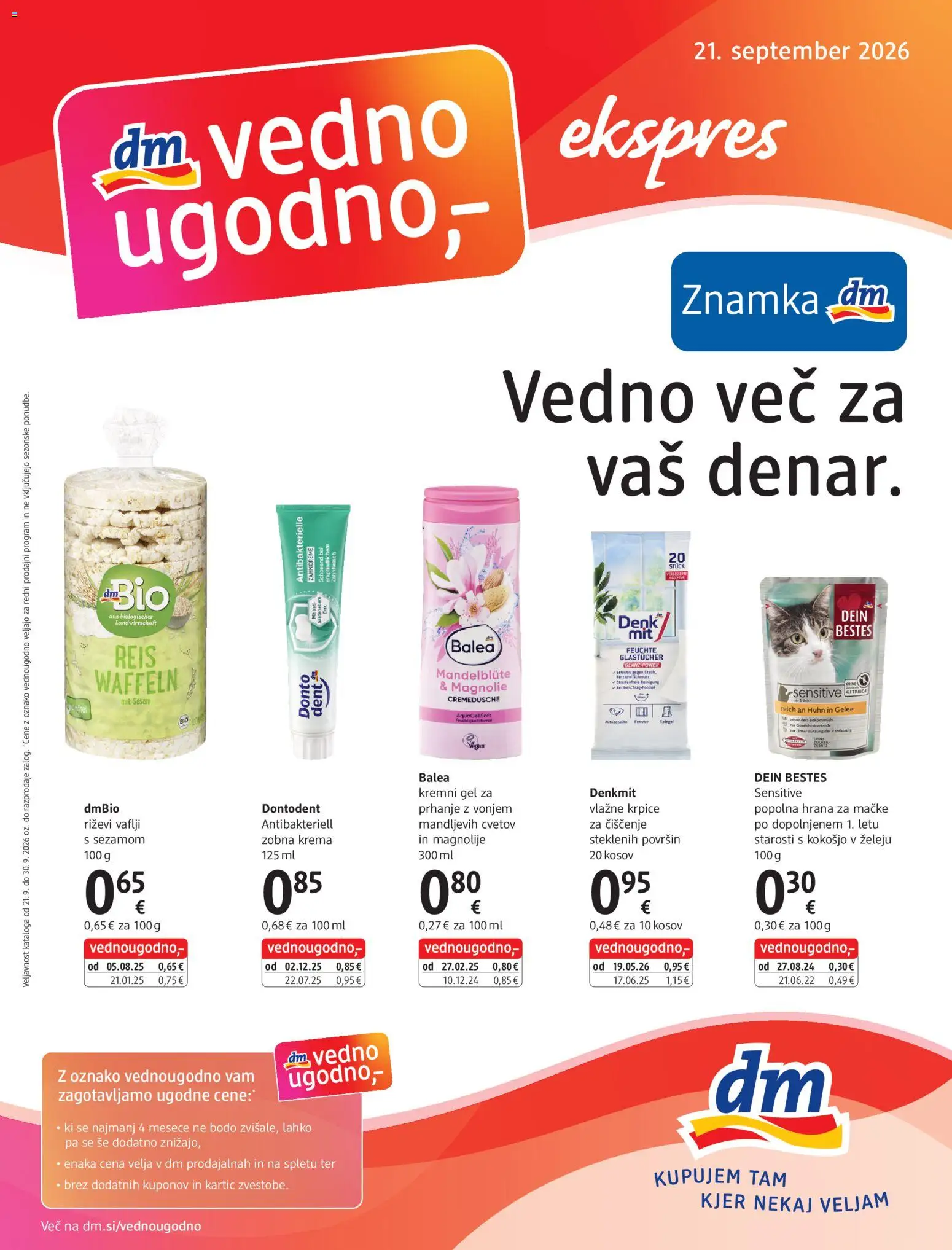 Predogled kataloga iz trgovine DM Drogerie Markt veljaven od 21.09.2026 - Vaflji, Krema, Hrana za mačke