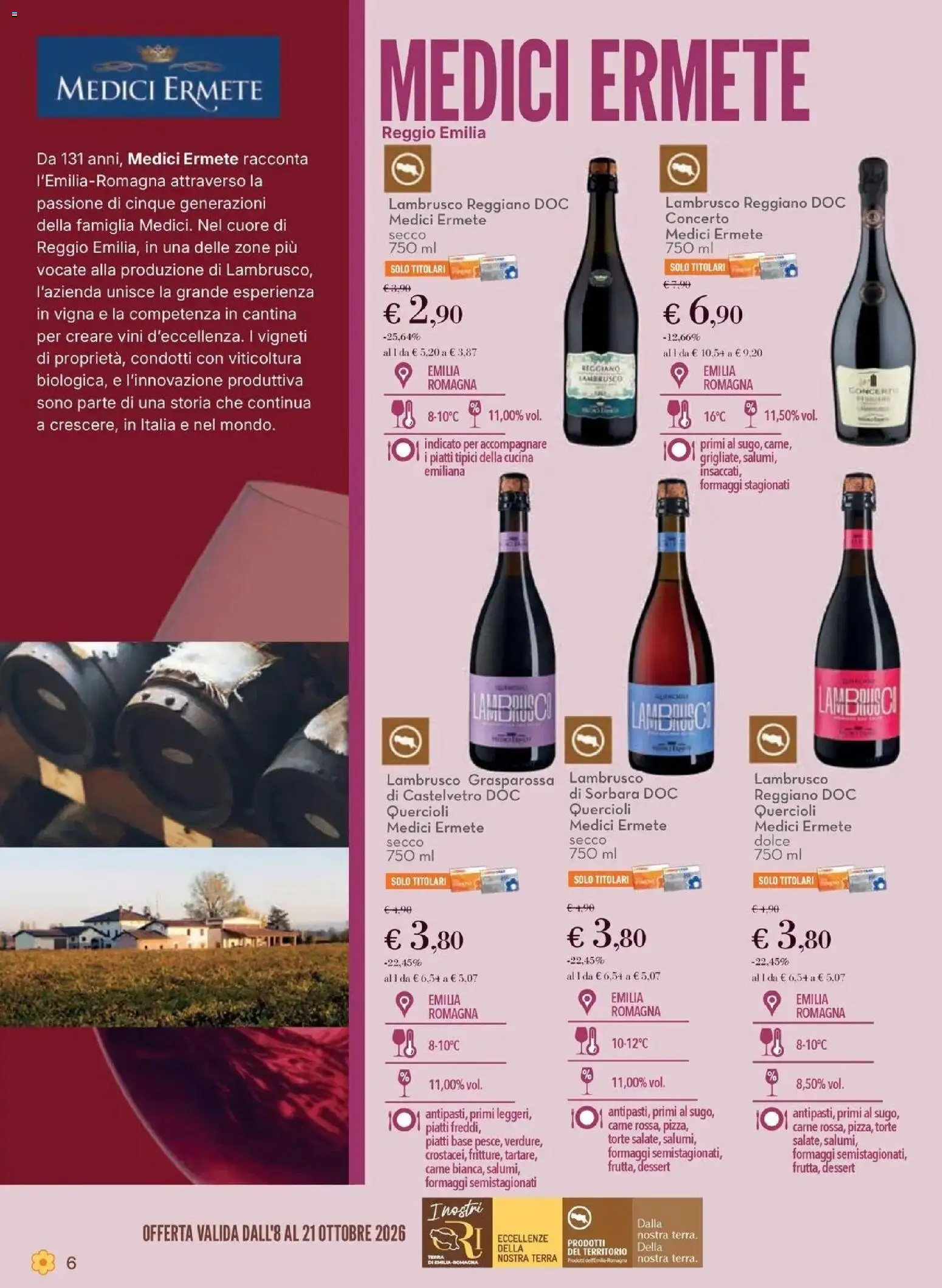 Anteprima dell'opuscolo Conad volantino Castel San Pietro Terme dal negozio Conad valido da 08/10/2026 - Carne, Terra, Piatti, Dessert, Lambrusco