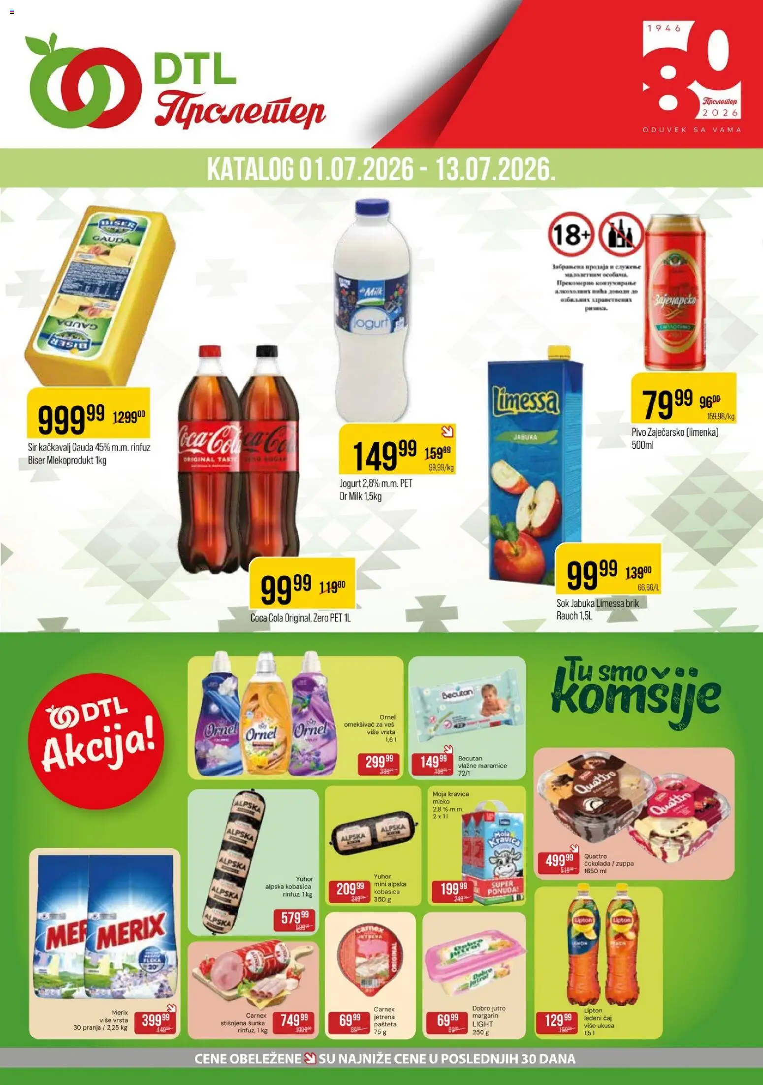 Pregled Metalac Proleter kataloga - važi od 01.07.2026 - Čokolada, Čaj, Moja kravica, Mleko, Jogurt, Ledeni čaj, Vlažne maramice, Omekšivač