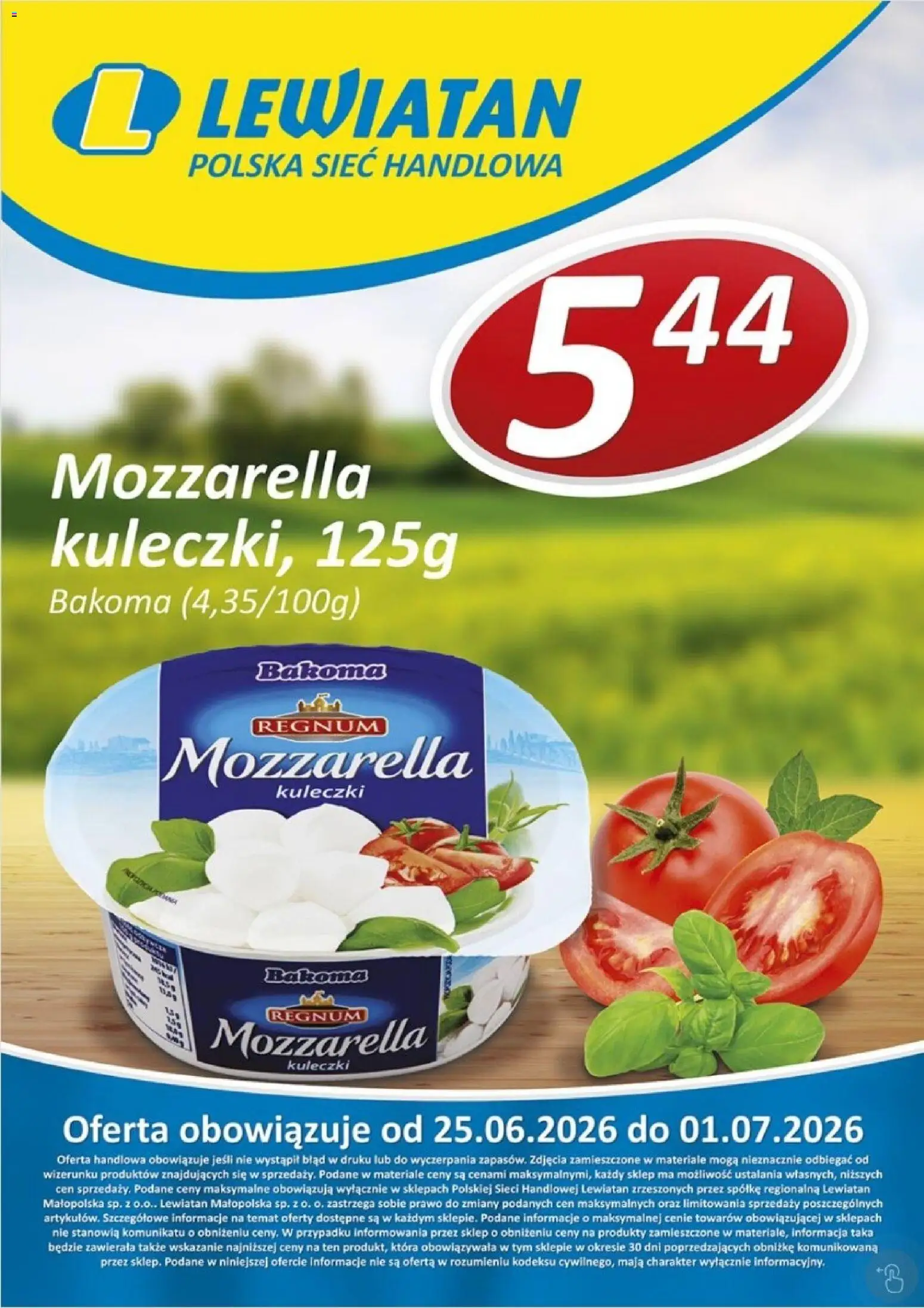 Pogląd gazetki "Lewiatan gazetka - W wielopakach taniej II" ze sklepu Lewiatan ważnej od 25.06.2026 - Mozzarella