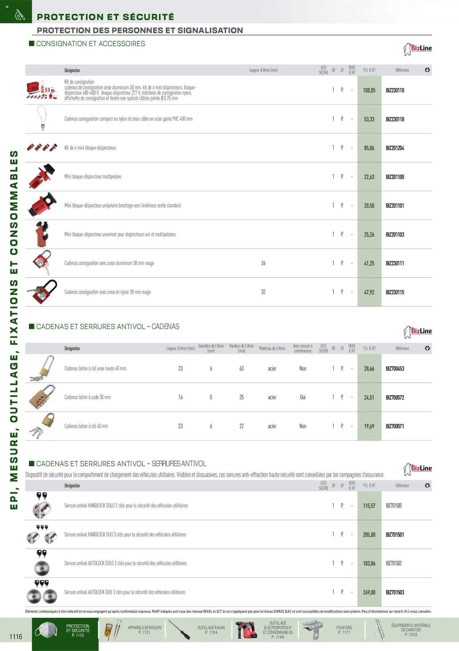 Prévisualisation de Brochure EPI, mesure, outillage, fixations et consommables du magasin Rexel formulaire valide 18/11/2025 - Clé, Disjoncteur, Cadenas, Combinaison, Câble