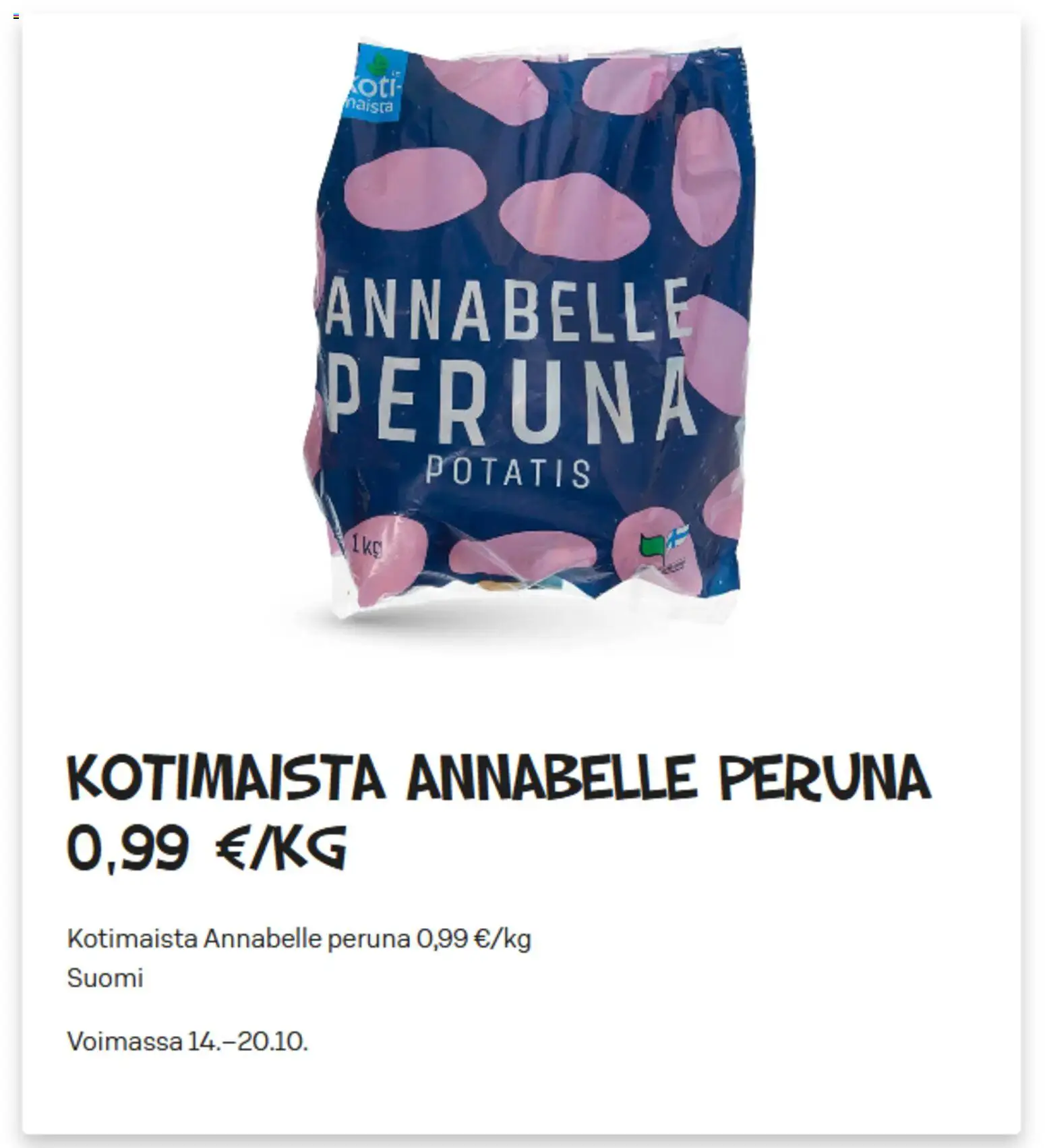 Kaupan Alepa Alepa tarjoukset esikatselu, voimassa 14/10/2026 - Peruna