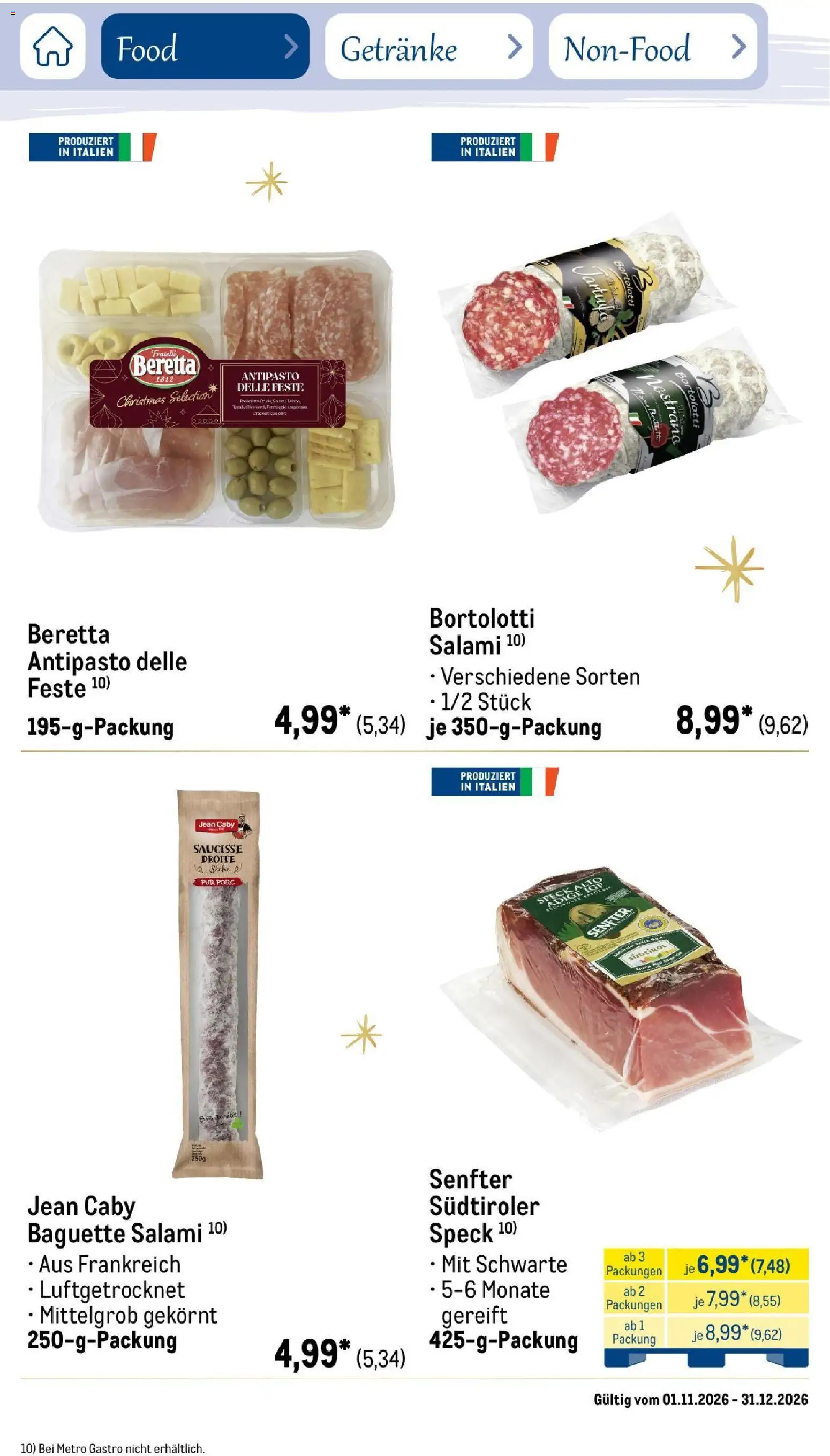 Vorschau von dem Prospekt des Geschäftes Metro, gültig ab dem 01.11.2026 - Baguette, Salami