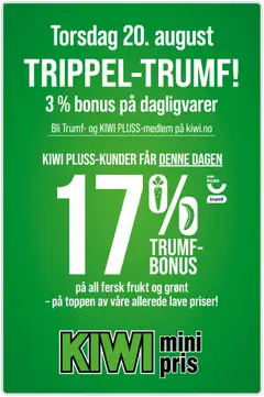Forhåndsvis Kiwi TRIPPEL-TRUMF! fra butikk Kiwi gyldig fra 20/08/2026