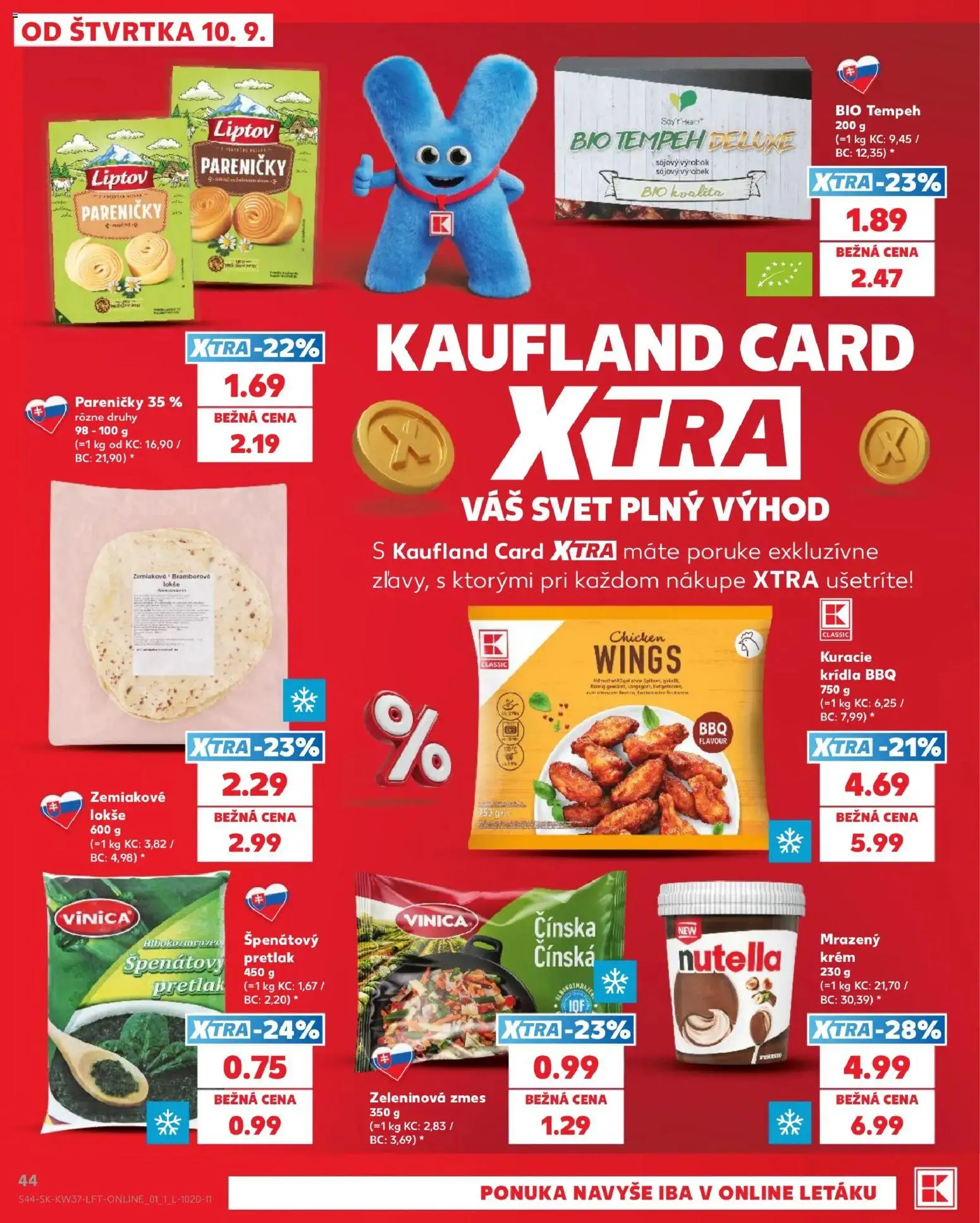 Náhľad Kaufland letáku platného od 10.09.2026 - Pretlak, Tempeh, Nutella, Kuracie krídla, Krém, Zeleninová zmes