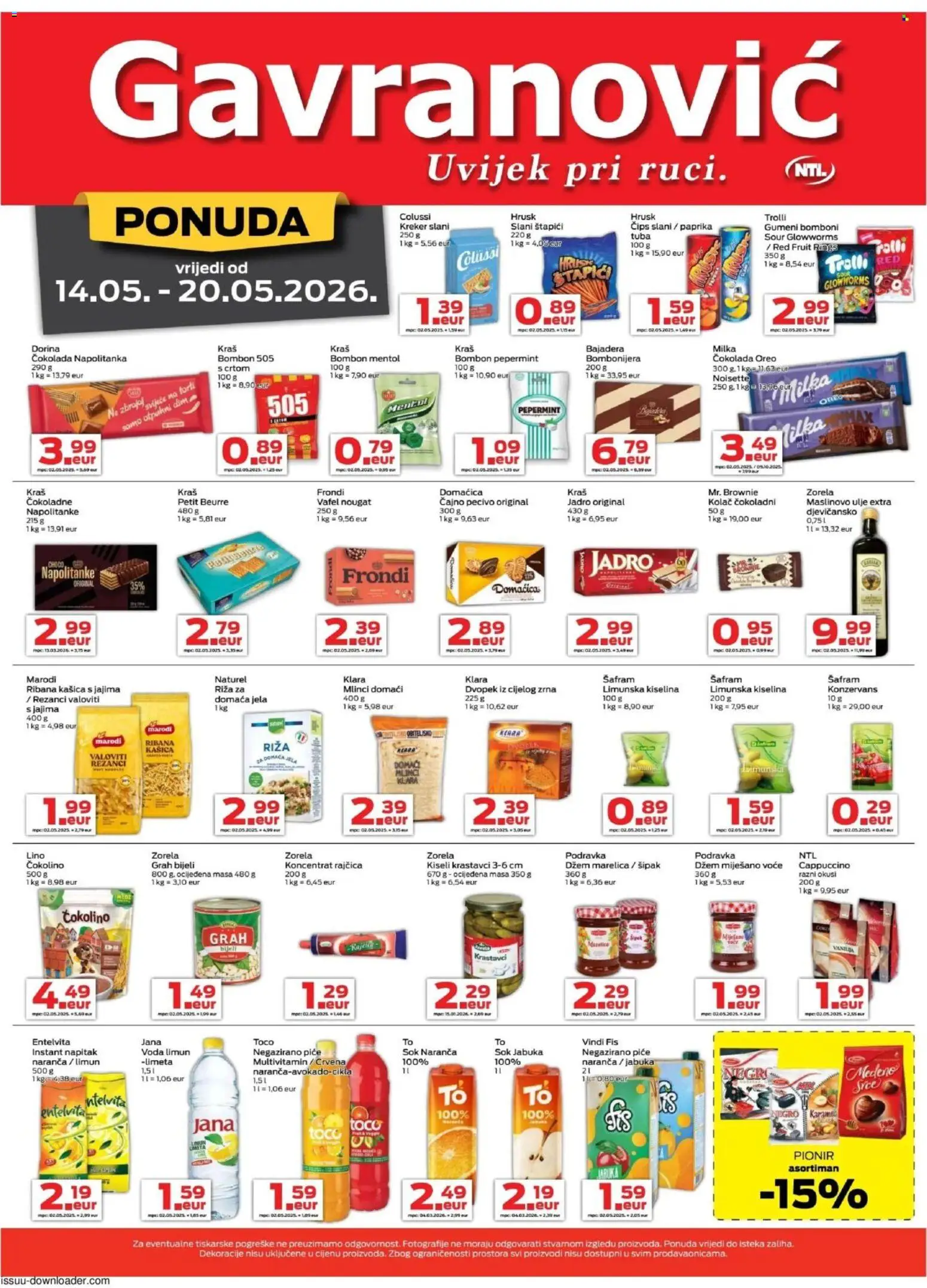 Pregled letka Gavranović Katalog trgovine Gavranović vrijedi od 14.05.2026