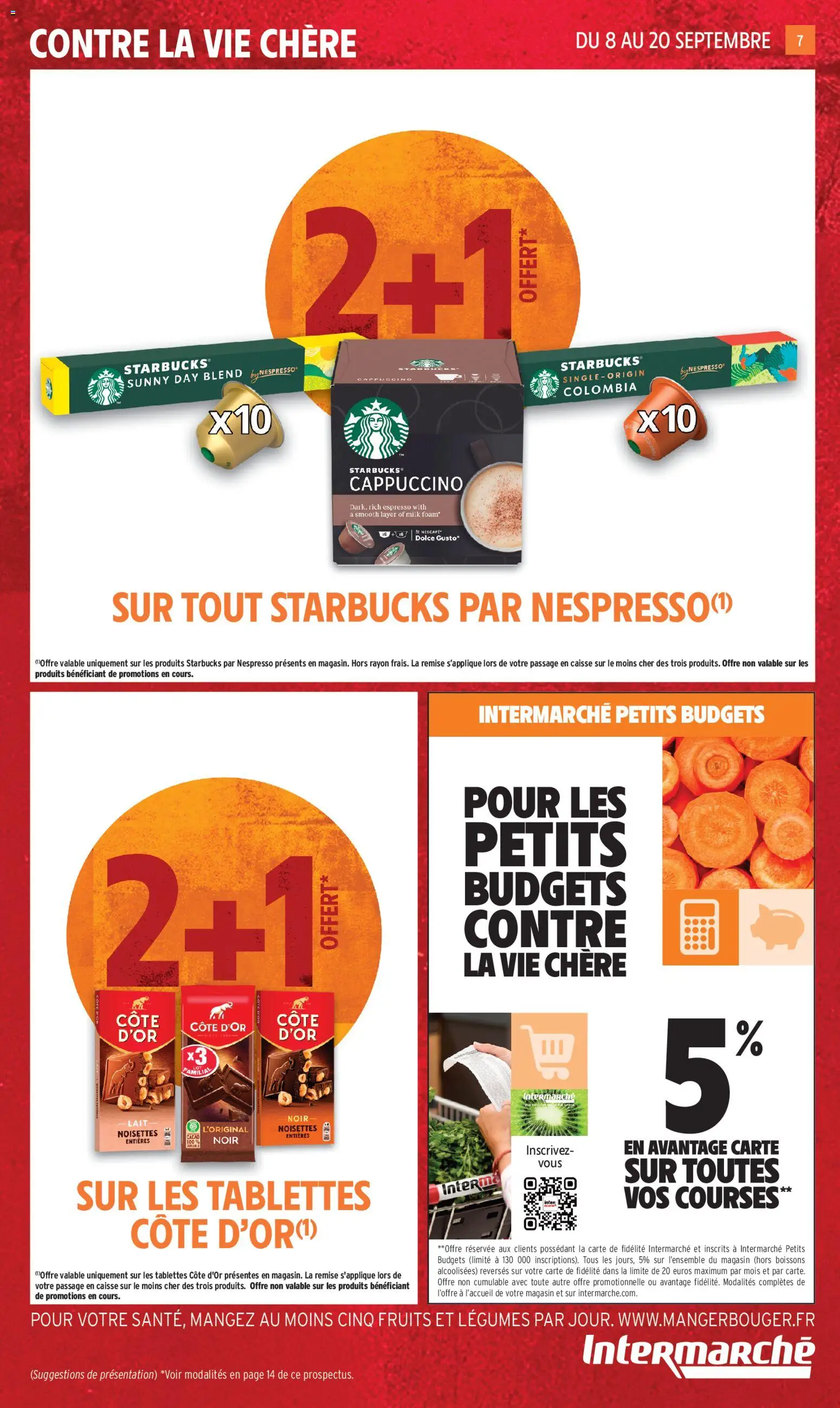 Prévisualisation de Intermarché - C'est notre anniversaire du magasin Intermarché formulaire valide 08/09/2026 - Starbucks, Nespresso, Fruits, Cappuccino, Lait, Cacao, Boissons, Noisettes