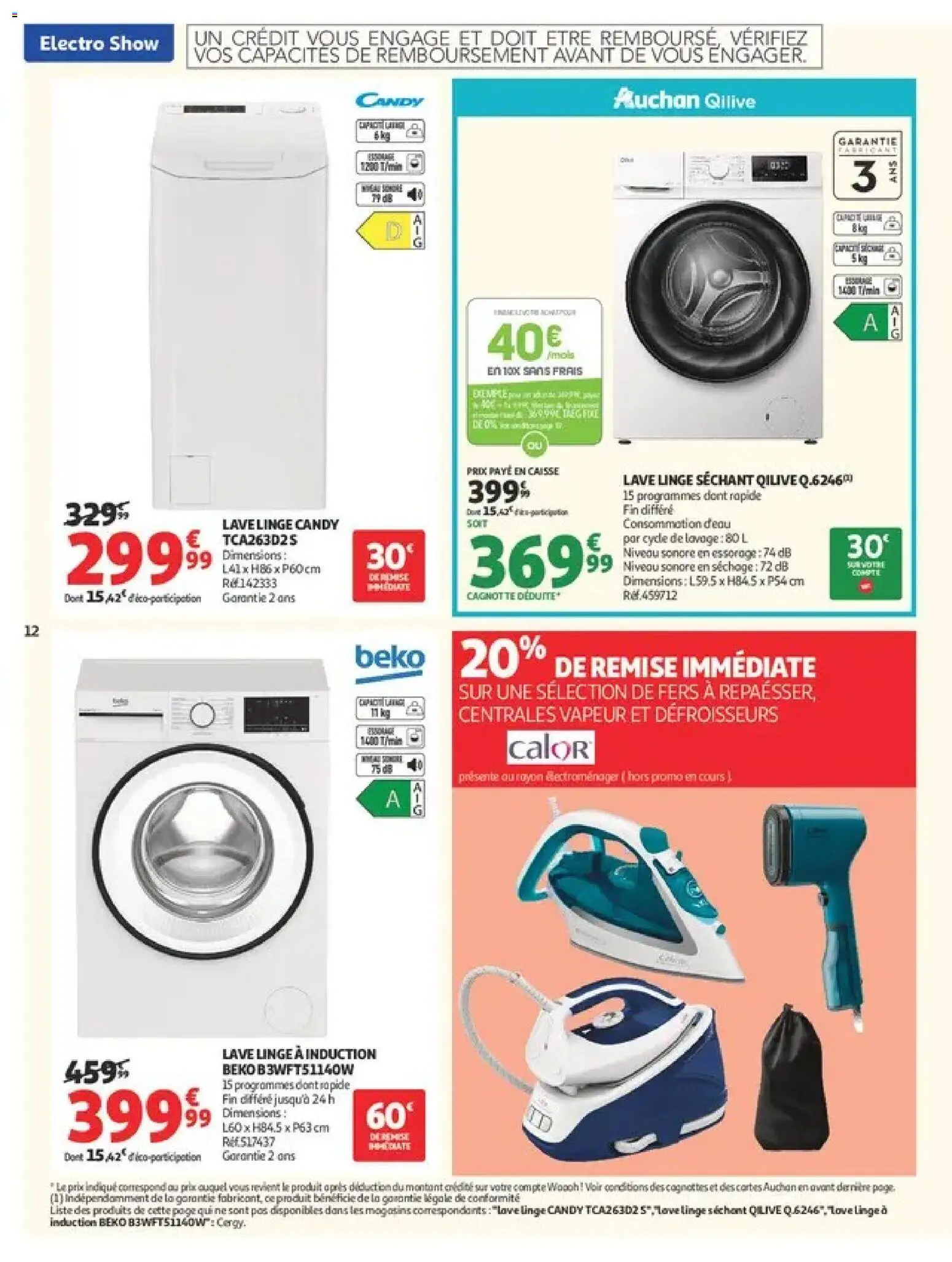 Prévisualisation de Auchan Electroshow du magasin Auchan formulaire valide 01/09/2026 - Lave linge