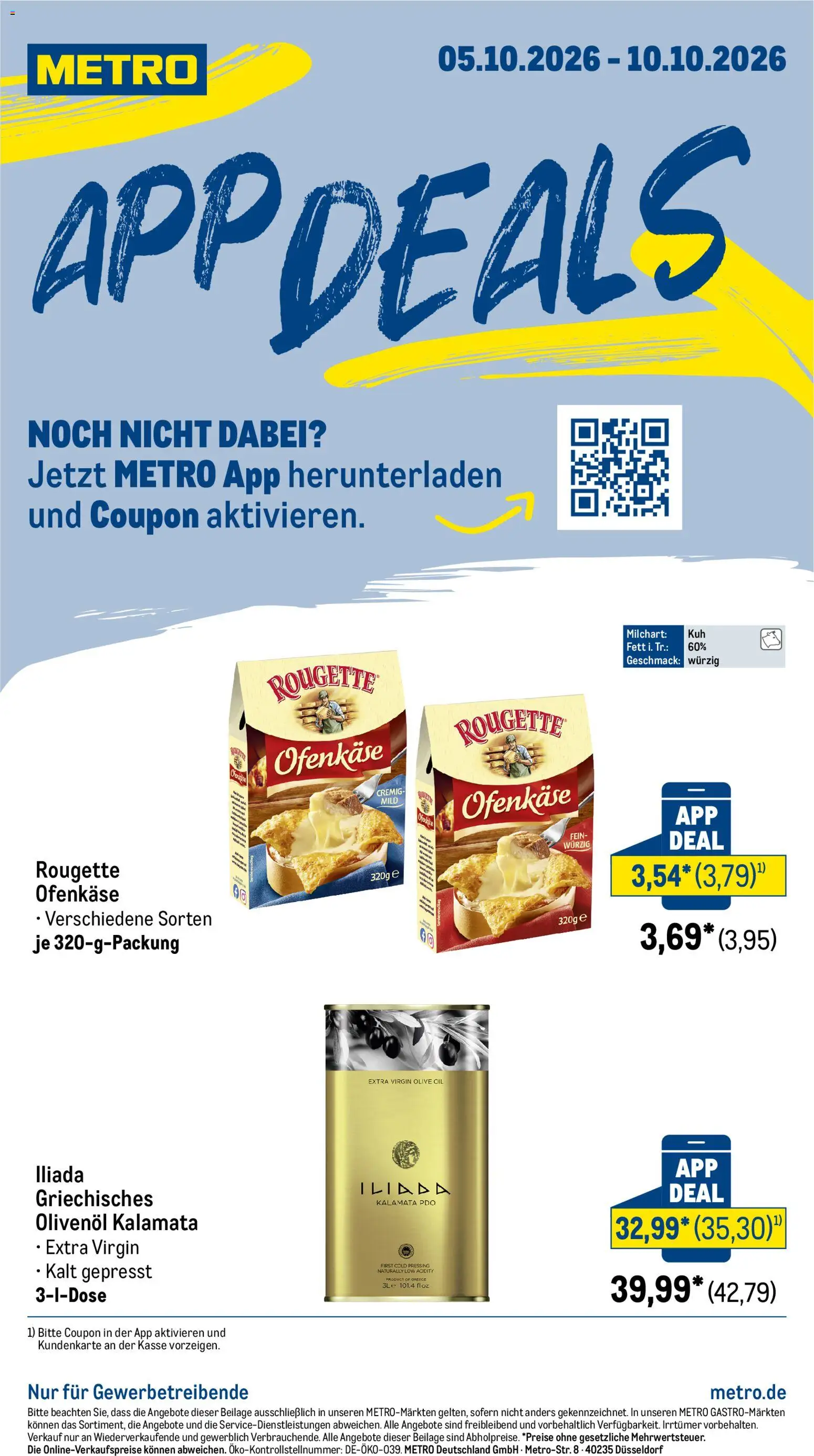 Vorschau von dem Prospekt des Geschäftes Metro, gültig ab dem 05.10.2026 - Olivenol, Rougette ofenkase