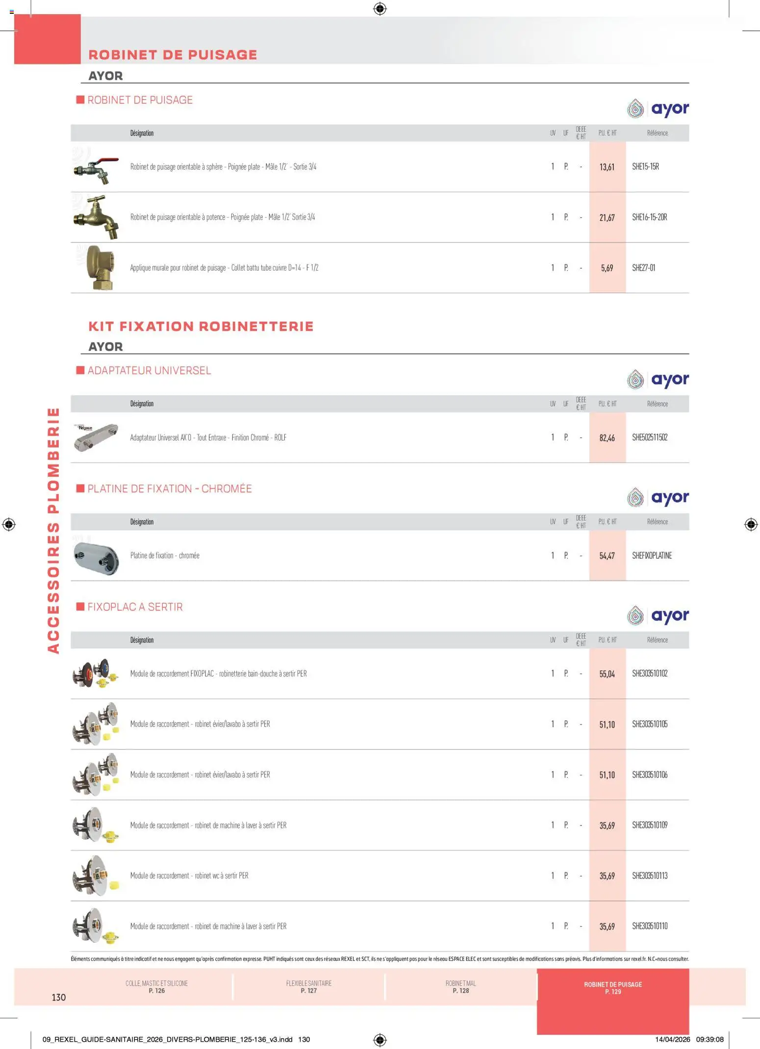 Prévisualisation de Rexel - Brochure Sanitaire du magasin Rexel formulaire valide 20/04/2026 - Adaptateur, Machine à laver, Robinet