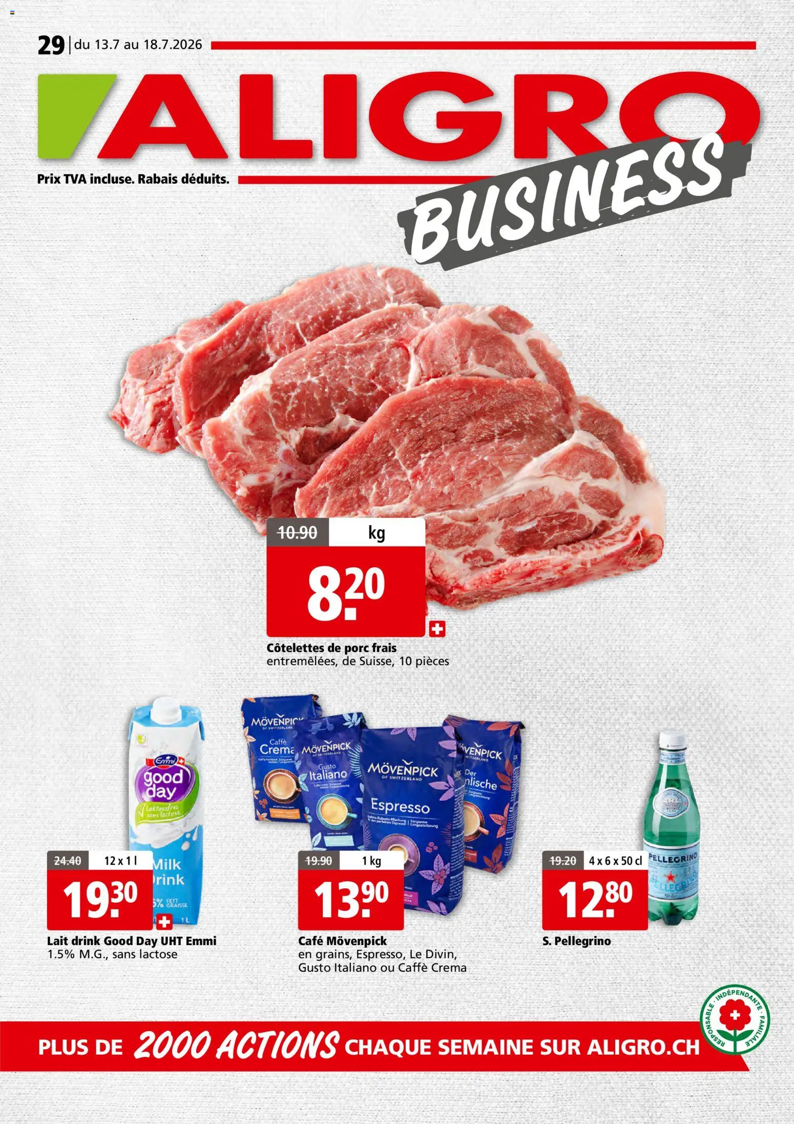 Vorschau des Merkblatts Aligro aktionen Business Chavannes, Matran, Genève, Sion vom Shop Aligro gültig von 13.07.2026 bis 18.07.2026