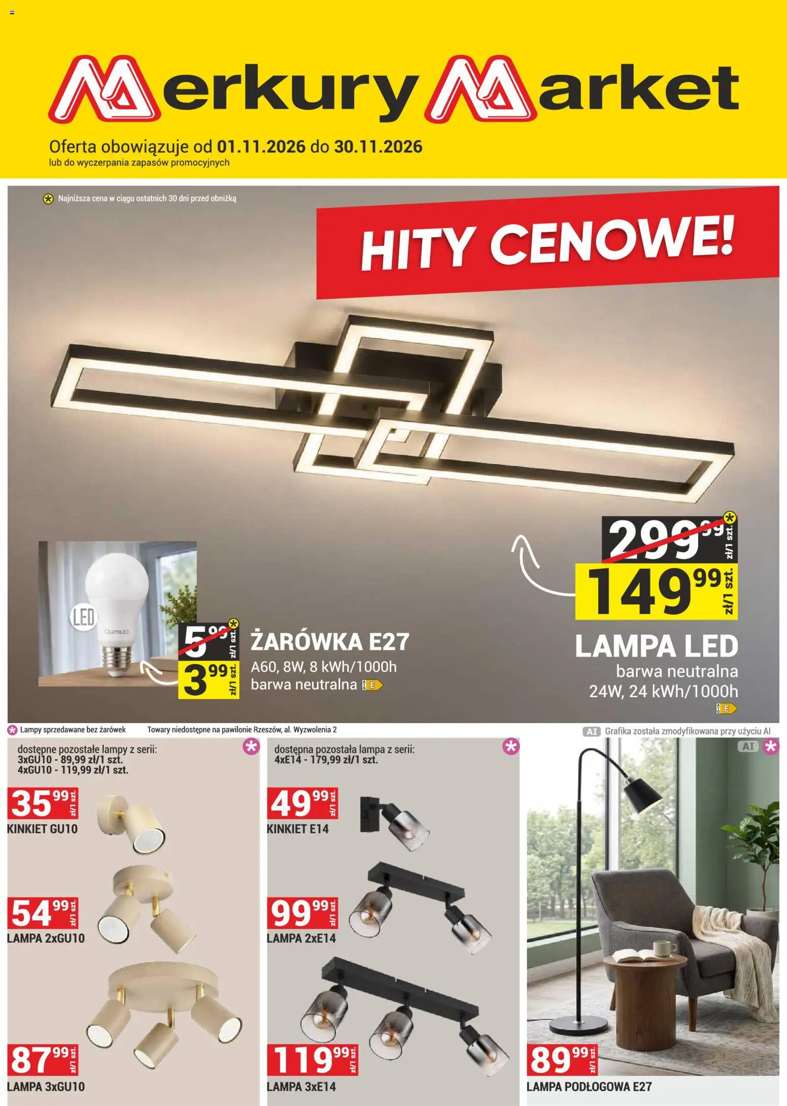 Pogląd gazetki "Merkury Market gazetka" ze sklepu Merkury Market ważnej od 01.11.2026 - Lampa, Lampa led