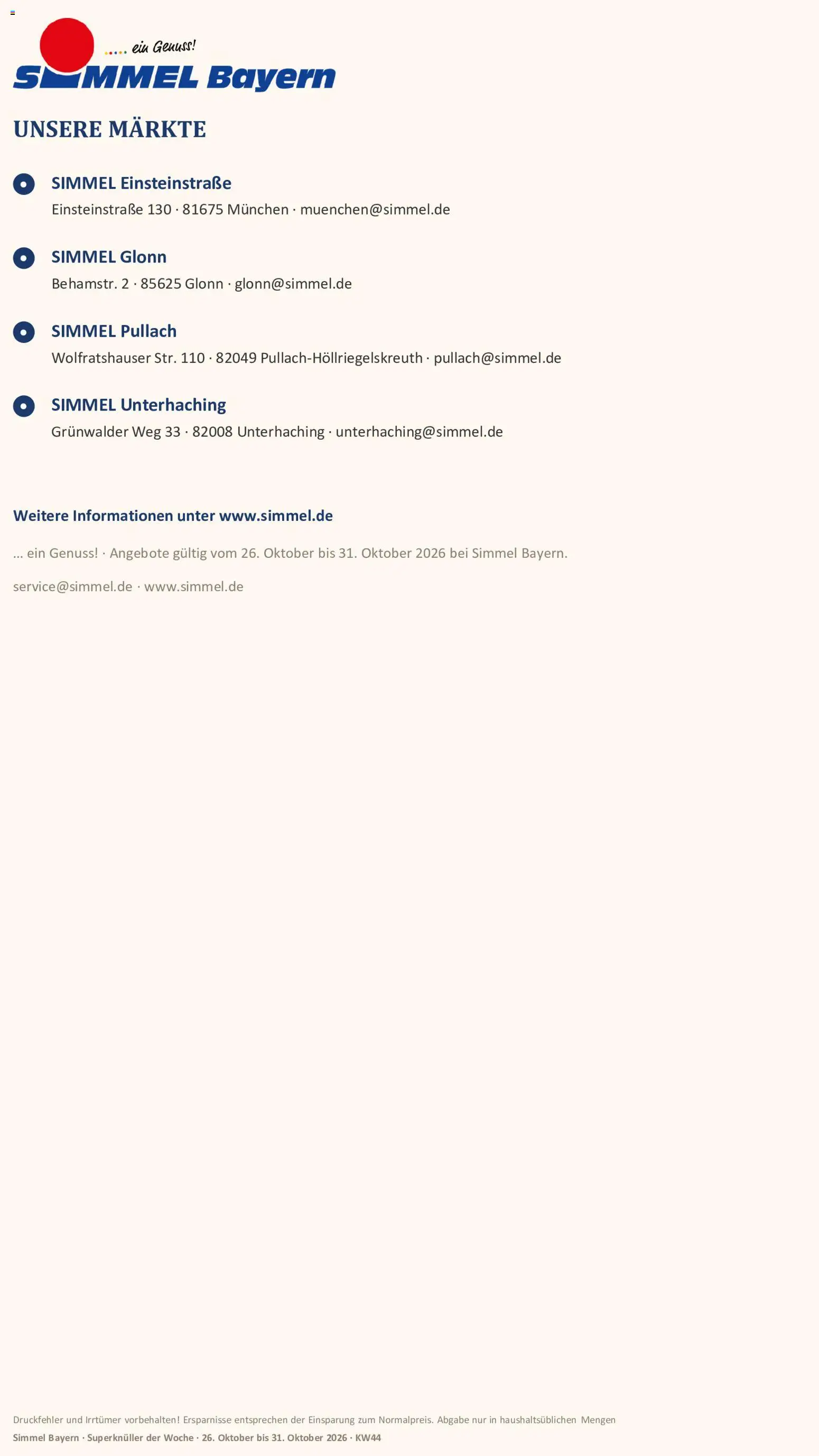 Vorschau von dem Prospekt des Geschäftes Simmel, gültig ab dem 26.10.2026