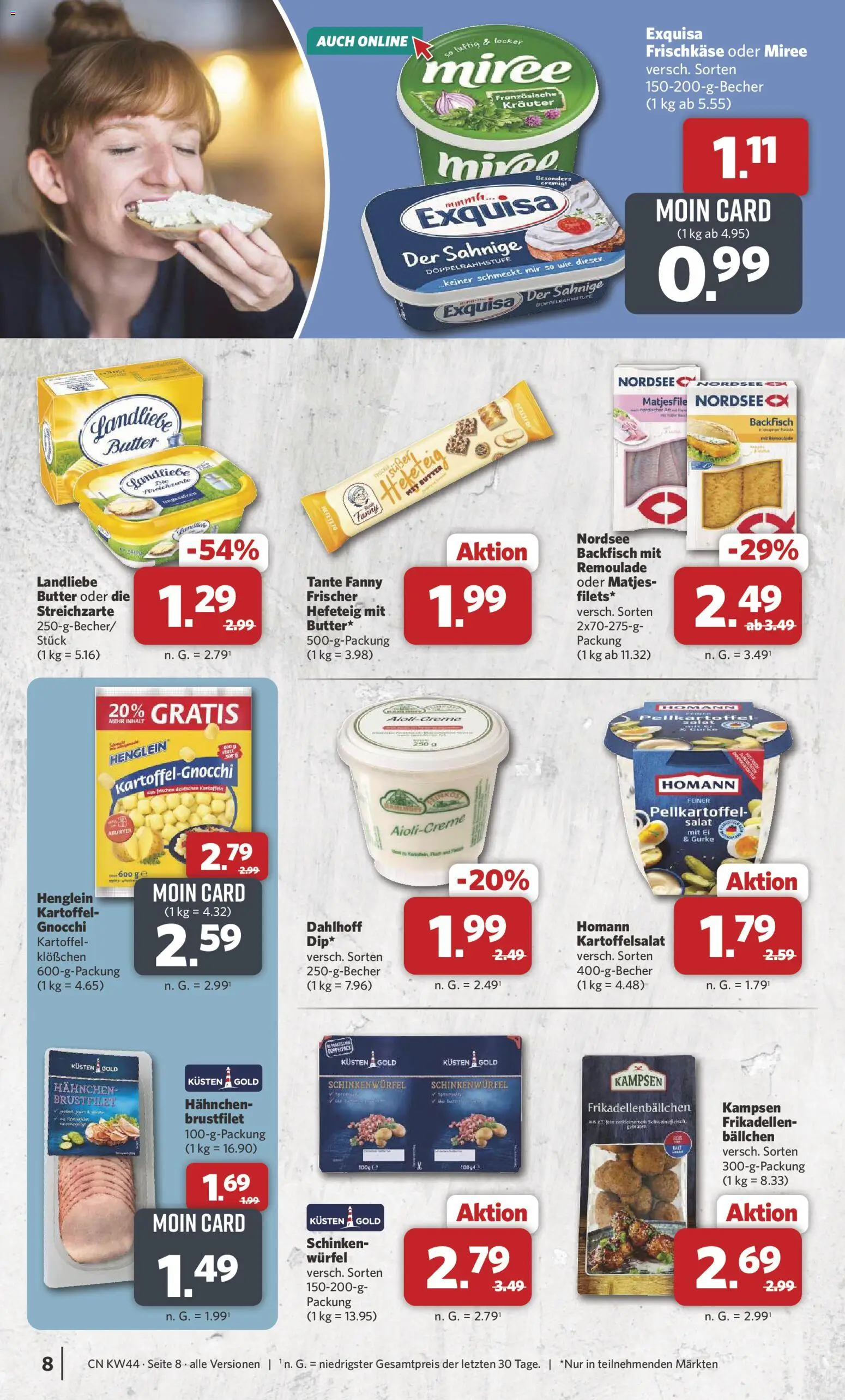 Vorschau von dem Prospekt des Geschäftes Combi, gültig ab dem 26.10.2026 - Butter, Gnocchi, Salat, Schinken, Schweinefleisch, Exquisa, Frischkase, Hahnchen