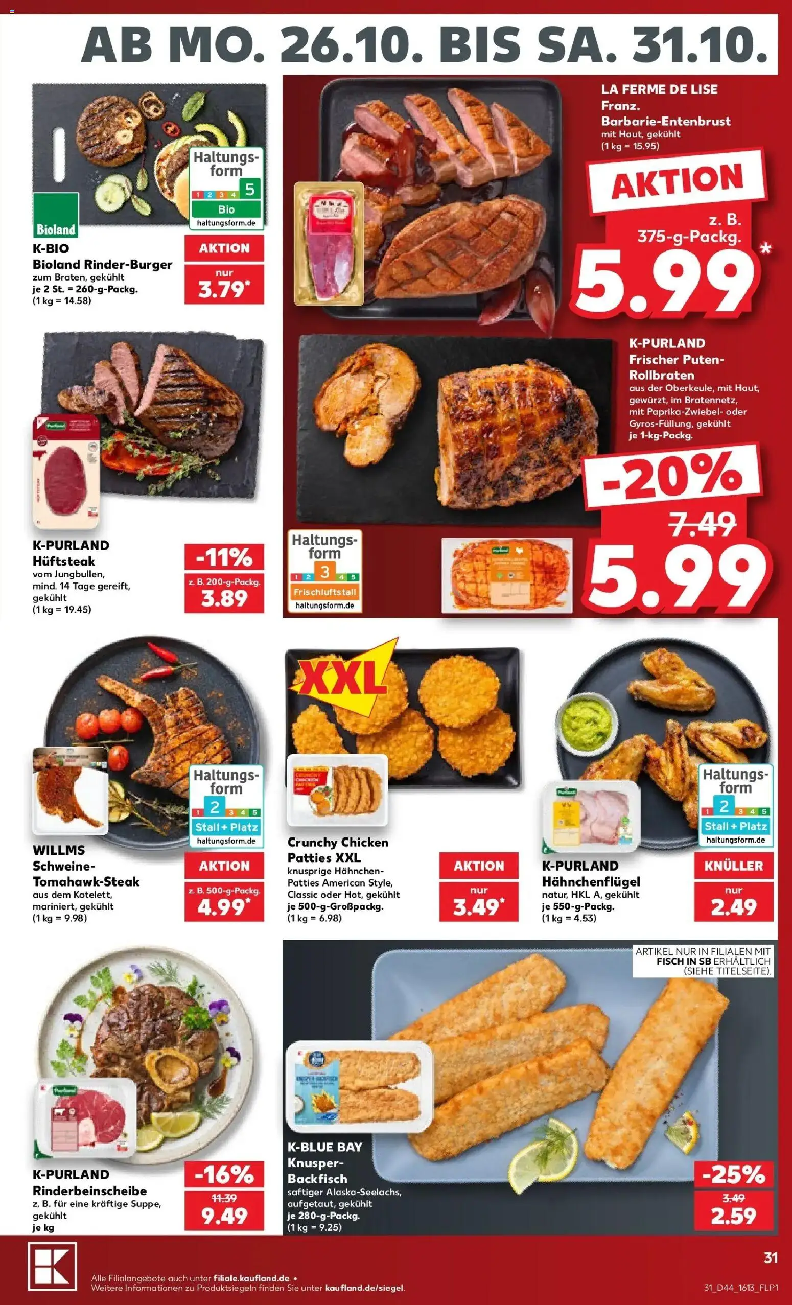 Vorschau von dem Prospekt des Geschäftes Kaufland, gültig ab dem 26.10.2026 - Fisch, Hahnchen