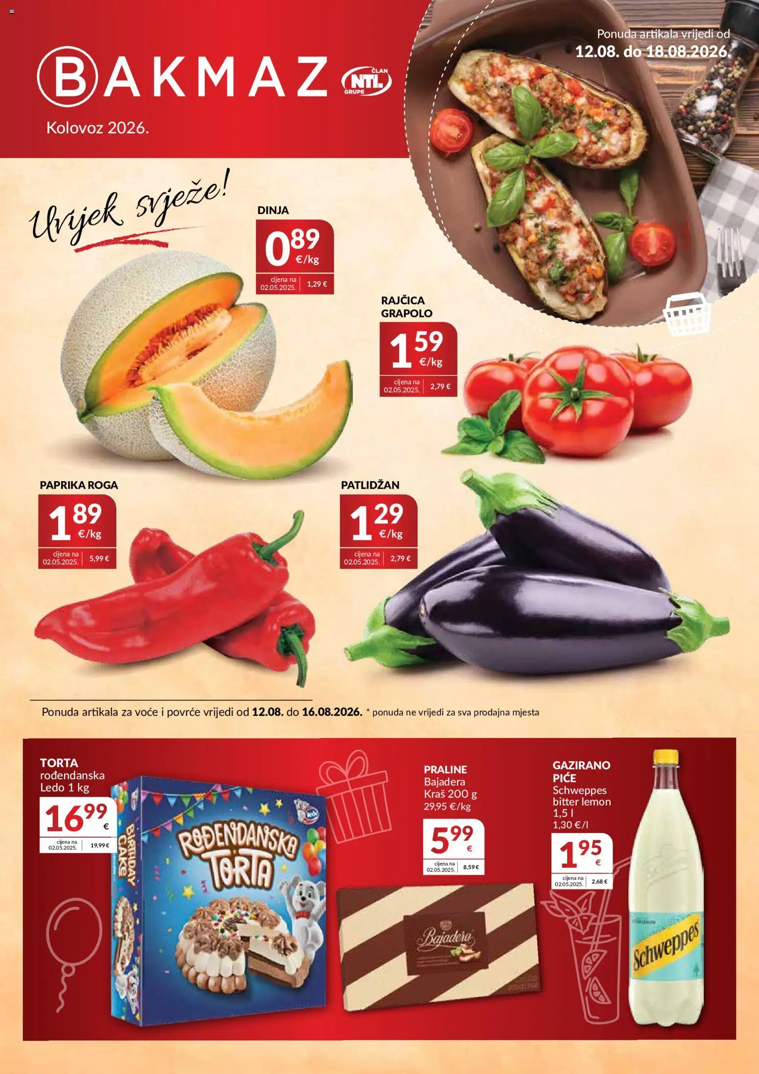 Pregled letka Bakmaz Katalog trgovine Bakmaz vrijedi od 12.08.2026