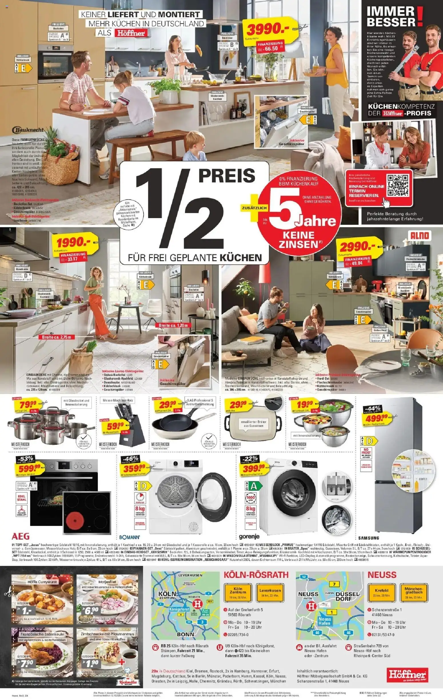 Vorschau von dem Prospekt des Geschäftes Höffner, gültig ab dem 30.09.2026 - Samsung, Uhr, Kühlschrank, Kuchen, Küche, Batterie, Brot, Kochfeld