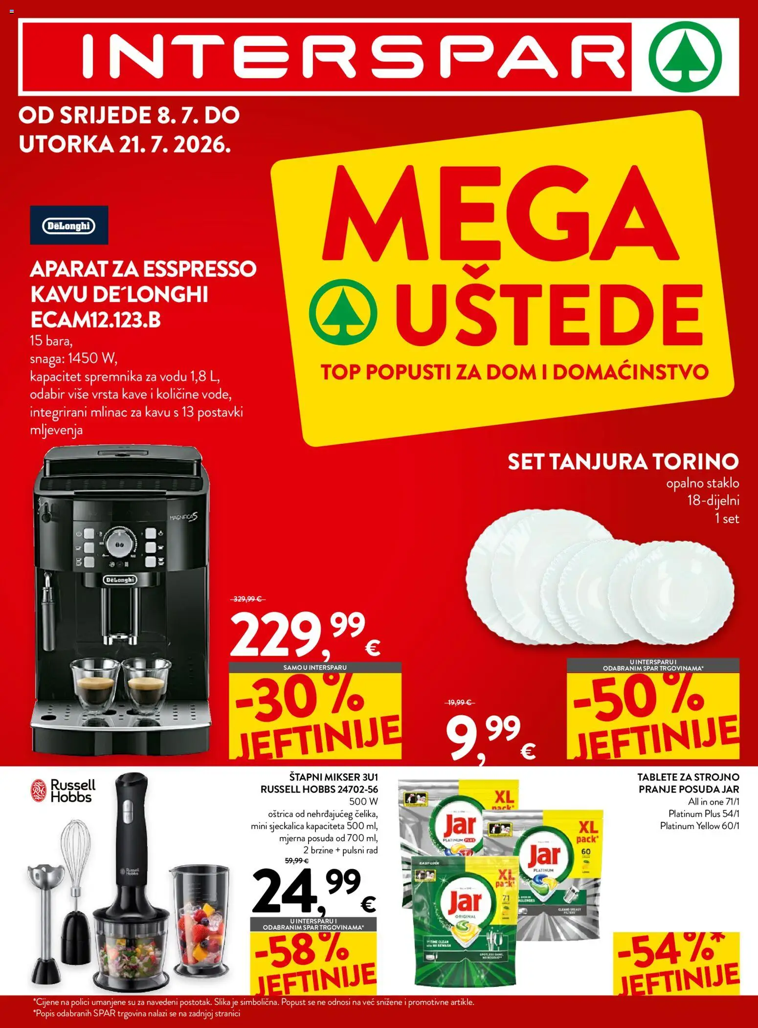 Pregled letka Interspar Mega Uštede trgovine Interspar vrijedi od 08.07.2026