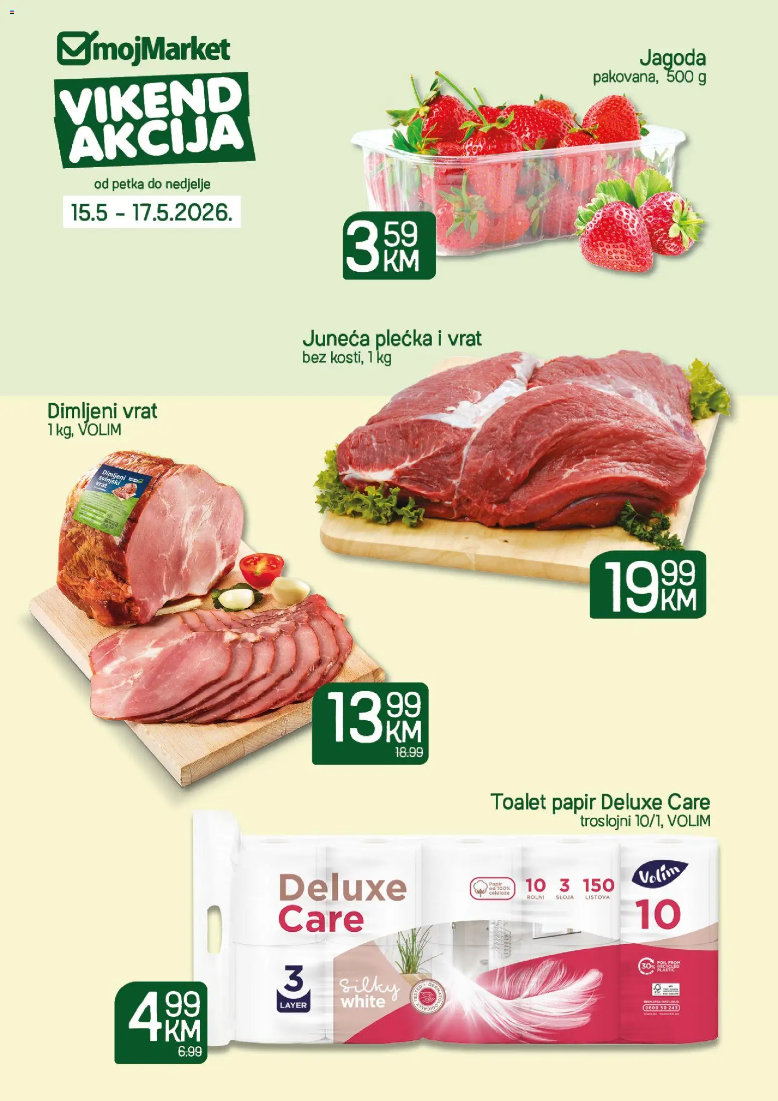 Pregled letka Vikend akcija trgovine mojMarket vrijedi od 15.05.2026