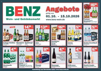 Vorschau von dem Prospekt des Geschäftes Benz Getränke, gültig ab dem 01.10.2026