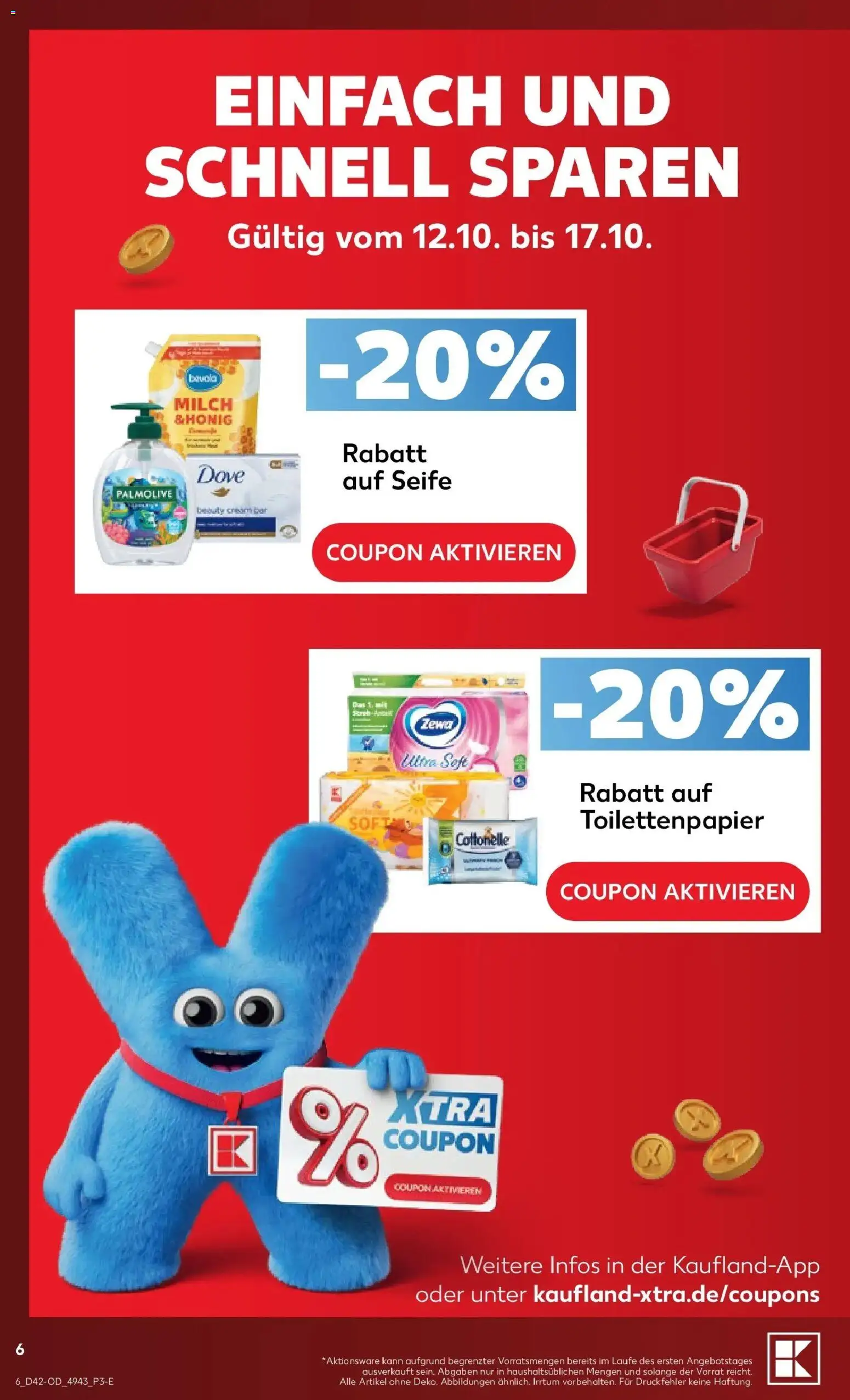 Vorschau von dem Prospekt des Geschäftes Kaufland, gültig ab dem 12.10.2026 - Toilettenpapier, Milch, Seife, Zewa