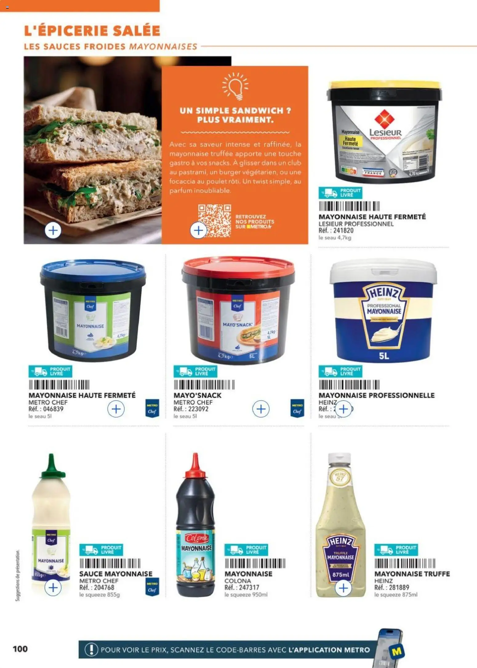 Prévisualisation de METRO - Restauration rapide du magasin METRO formulaire valide 14/04/2026 - Burger, Sandwich, Parfum, Livre, Poulet, Focaccia, Mayonnaise, Sauces