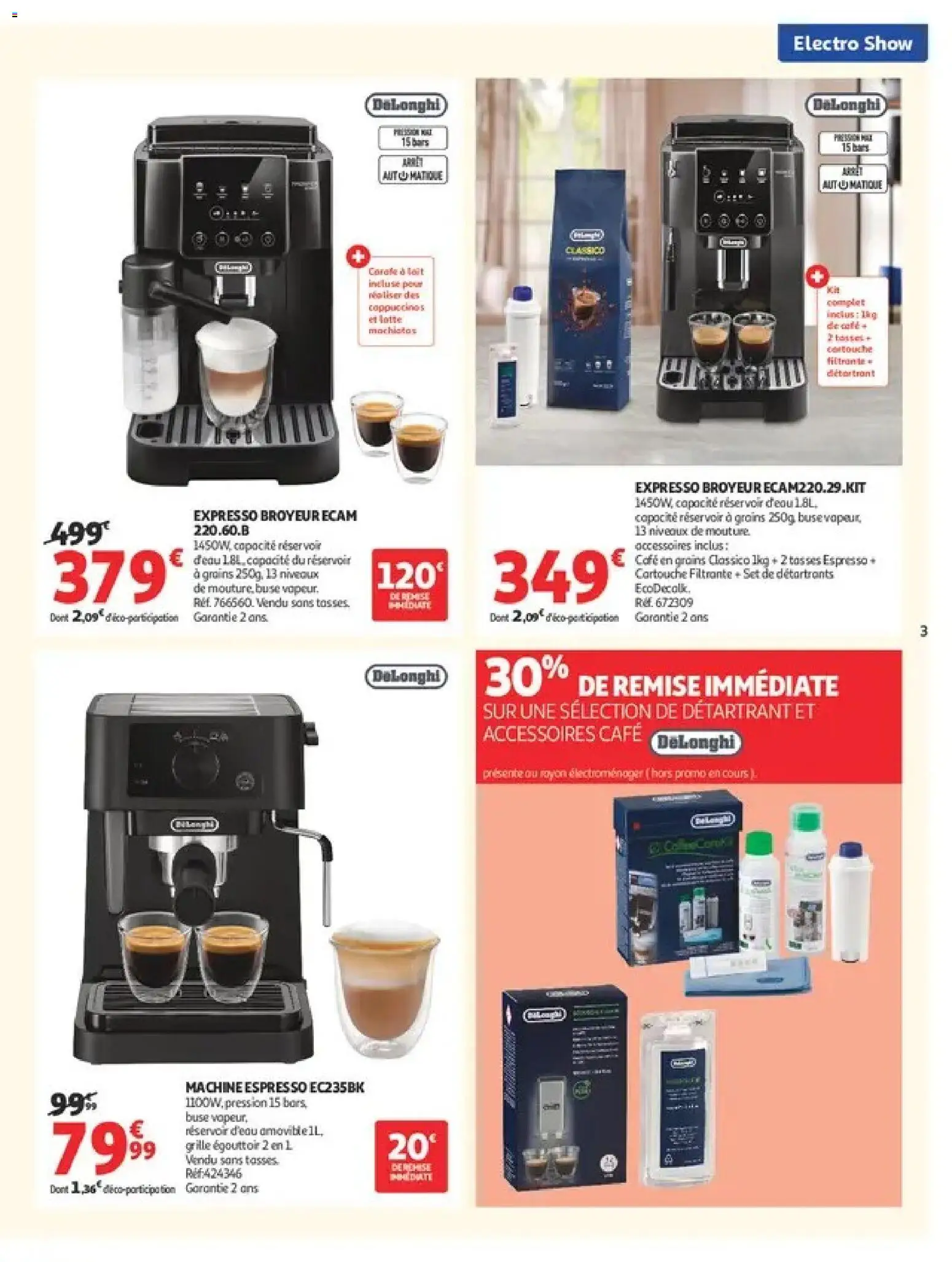 Prévisualisation de Auchan Electroshow du magasin Auchan formulaire valide 01/09/2026 - Café, Delonghi, Café en grains, Cartouche, Tasses, Broyeur, Détartrant, Réservoir d'eau