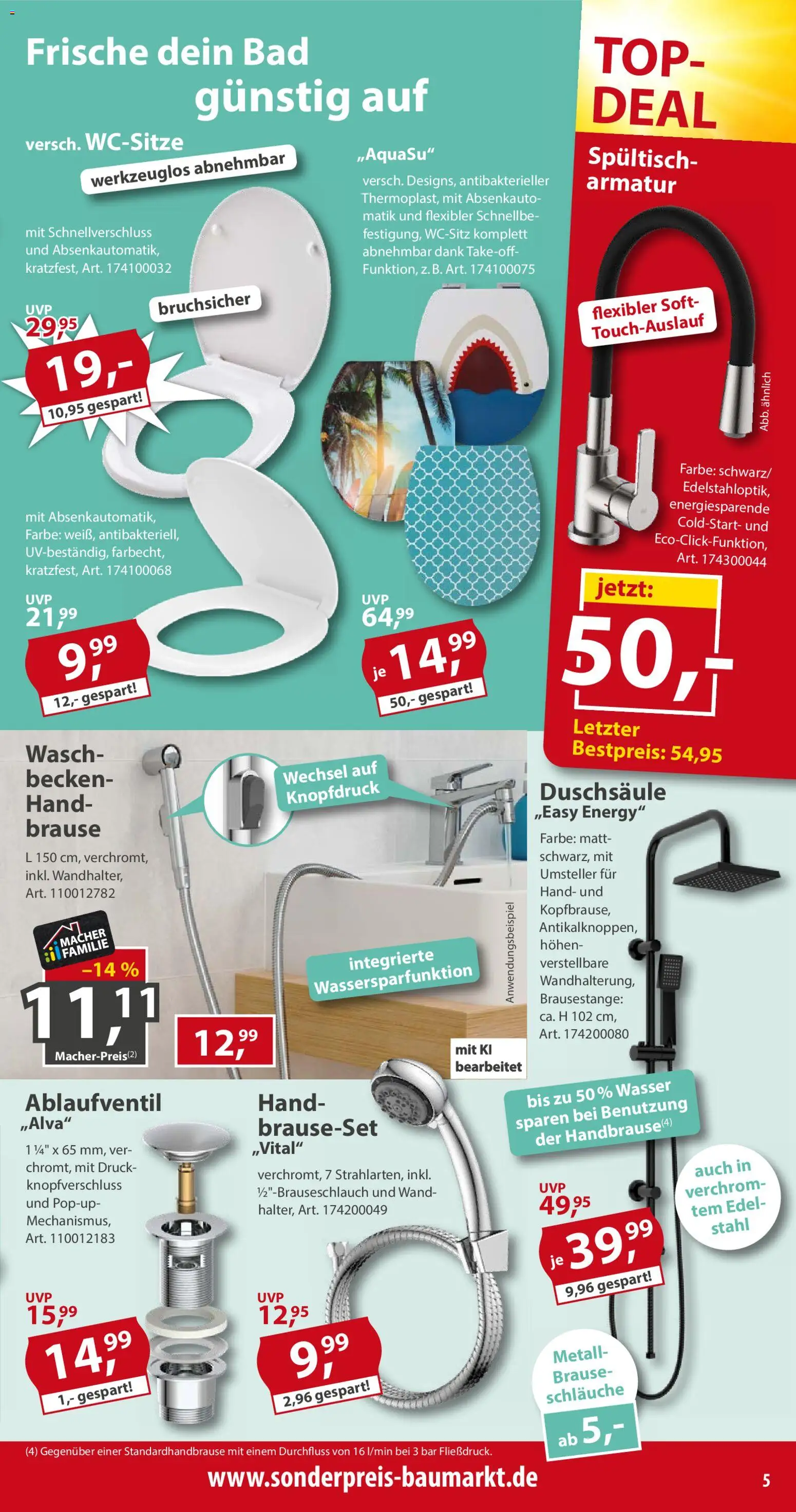 Vorschau von dem Prospekt des Geschäftes Sonderpreis Baumarkt, gültig ab dem 31.10.2026 - Wasser, Bad, Top, Energy, Armatur