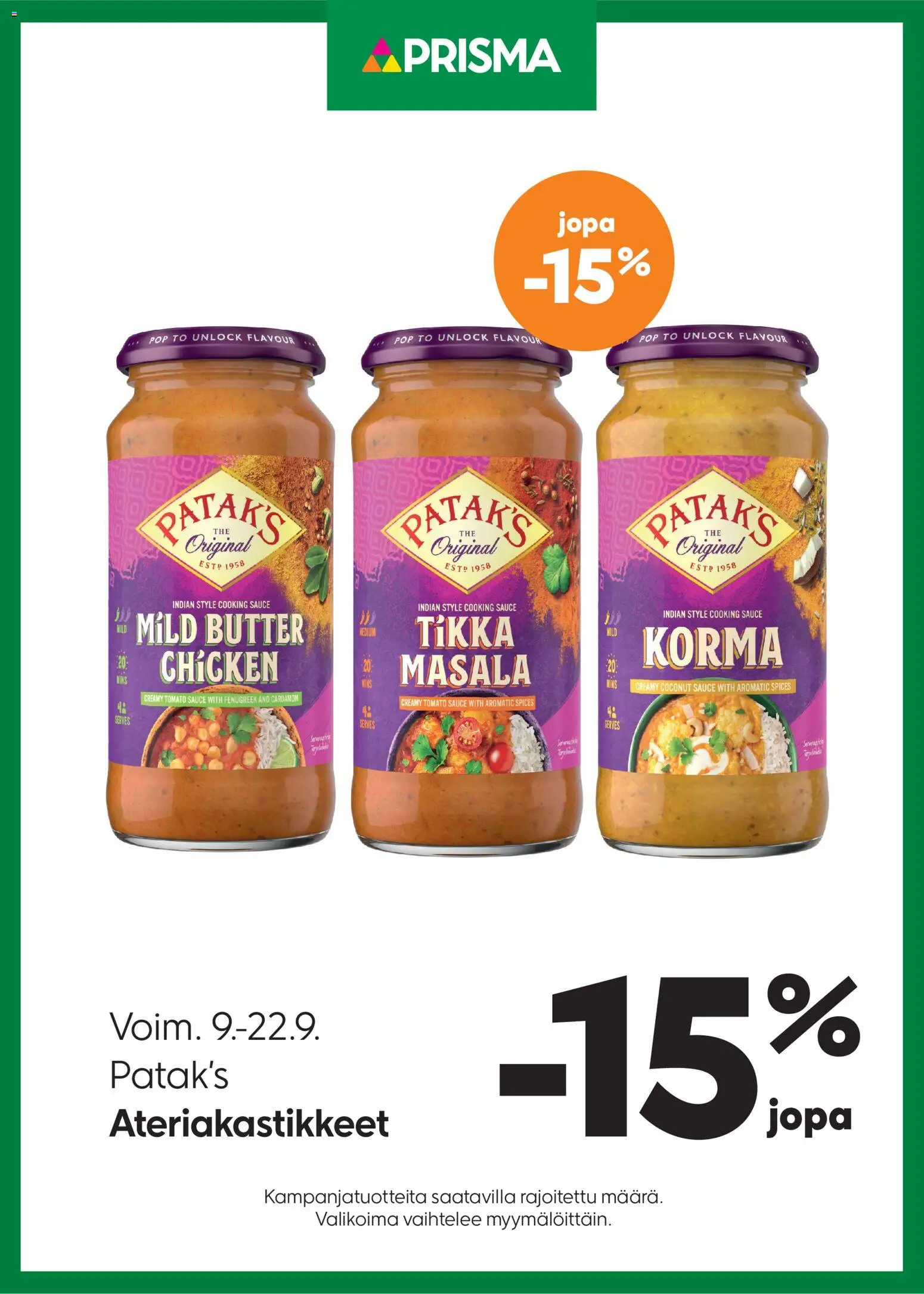 Kaupan Prisma Prisma - Patak’s esikatselu, voimassa 09/09/2026