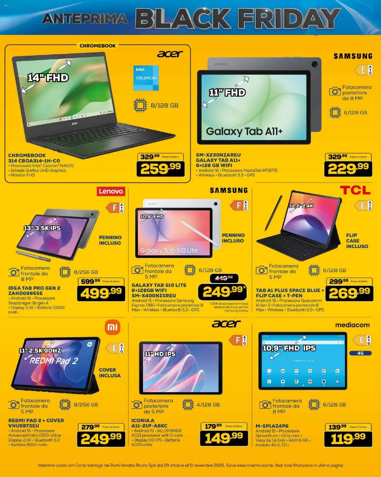 Anteprima dell'opuscolo BRUNO Black Friday ML dal negozio BRUNO valido da 29/10/2026 - Samsung, Samsung Galaxy, Batteria, Fotocamera, Monitor