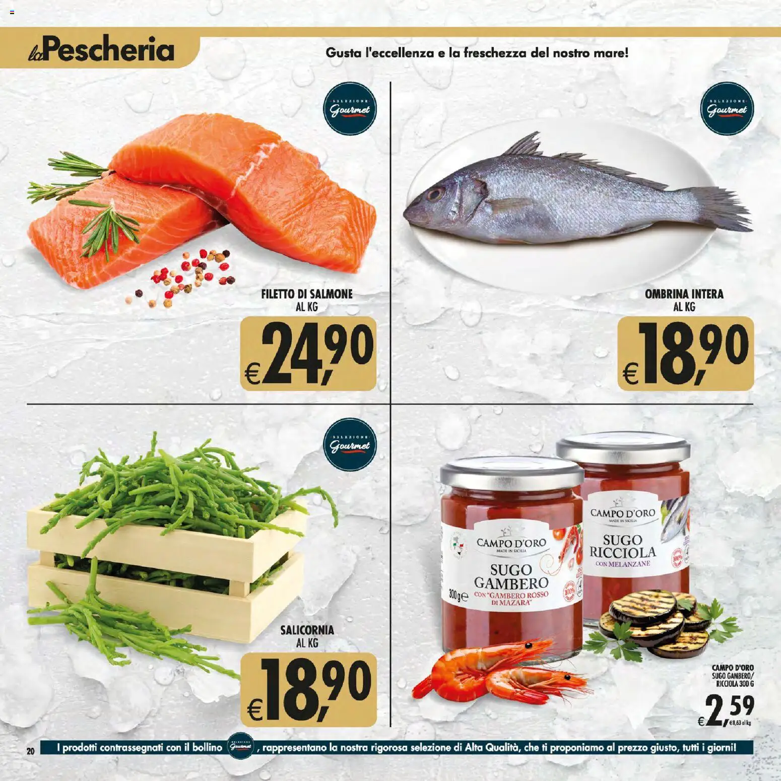 Anteprima dell'opuscolo Decò volantino Gourmet Sicilia dal negozio Decò valido da 01/09/2026 - Salmone, Melanzane, Filetto, Sugo, Filetto di salmone