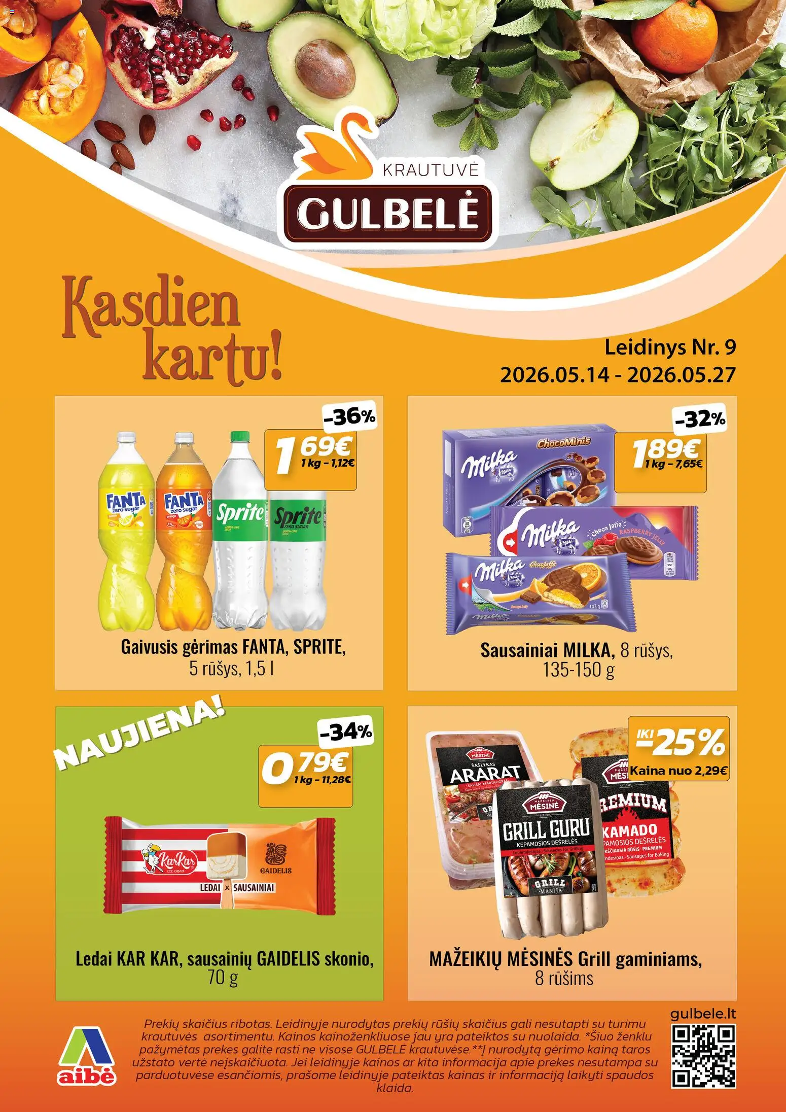Gulbele parduotuvės leidinio Gulbele leidinys galiojančio nuo 2026.05.14 peržiūra
