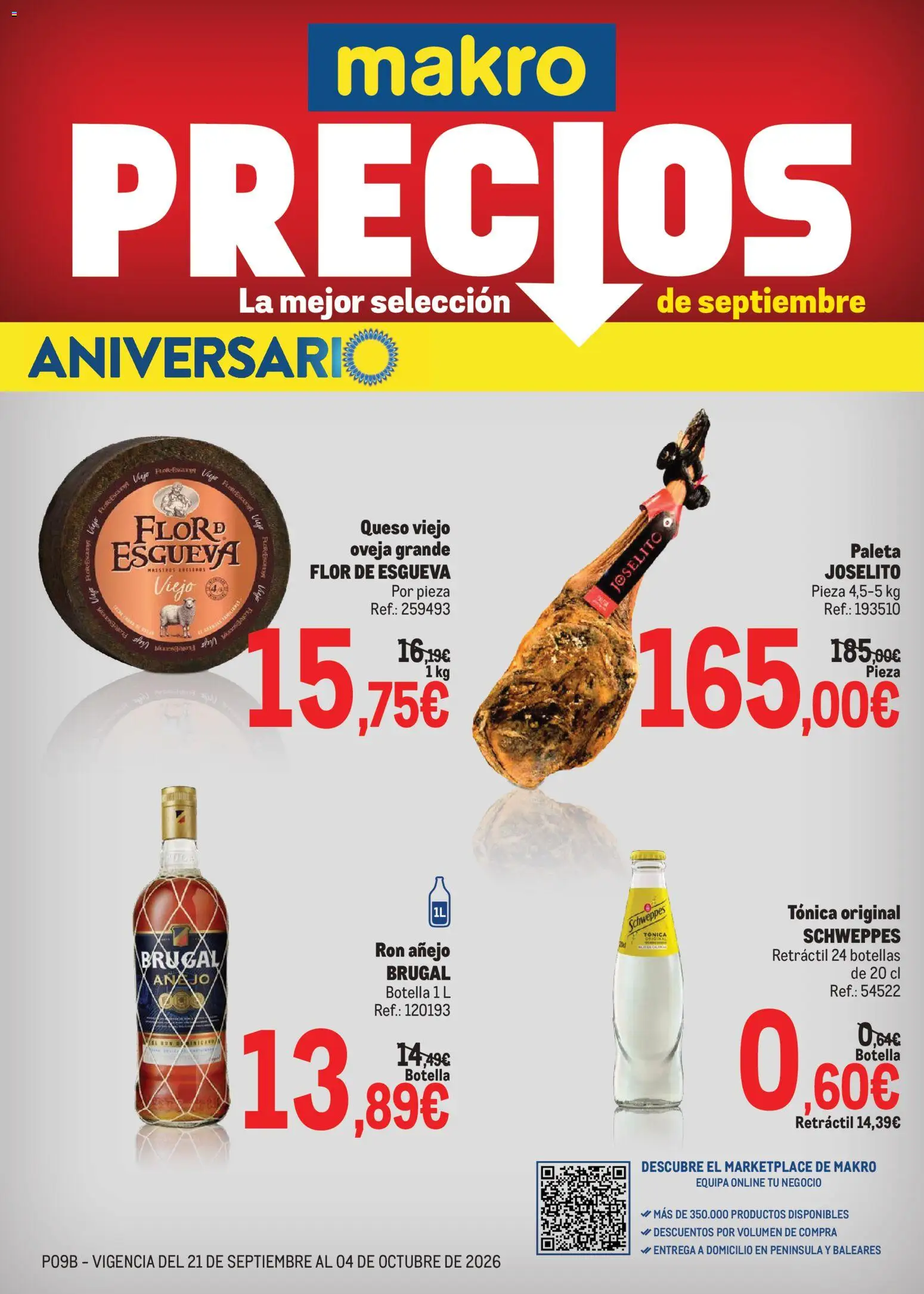 Vista previa del folleto de la tienda Makro válido desde el 21/09/2026 - Queso, Ron, Ron añejo, Tónica