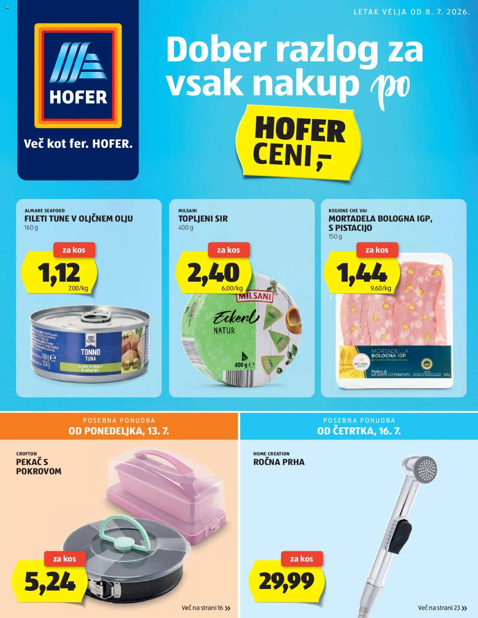 Predogled kataloga iz trgovine Hofer veljaven od 08.07.2026