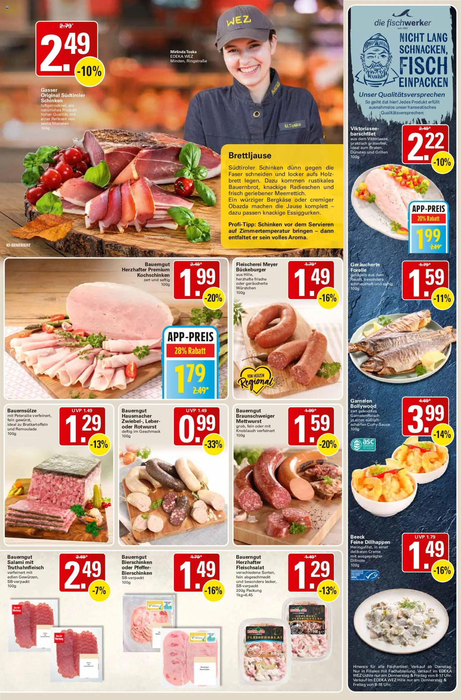 Vorschau von dem Prospekt des Geschäftes WEZ, gültig ab dem 02.11.2026 - Fisch, Garnelen, Petersilie, Knoblauch, Schinken, Creme, Pfeffer, Bauerngut