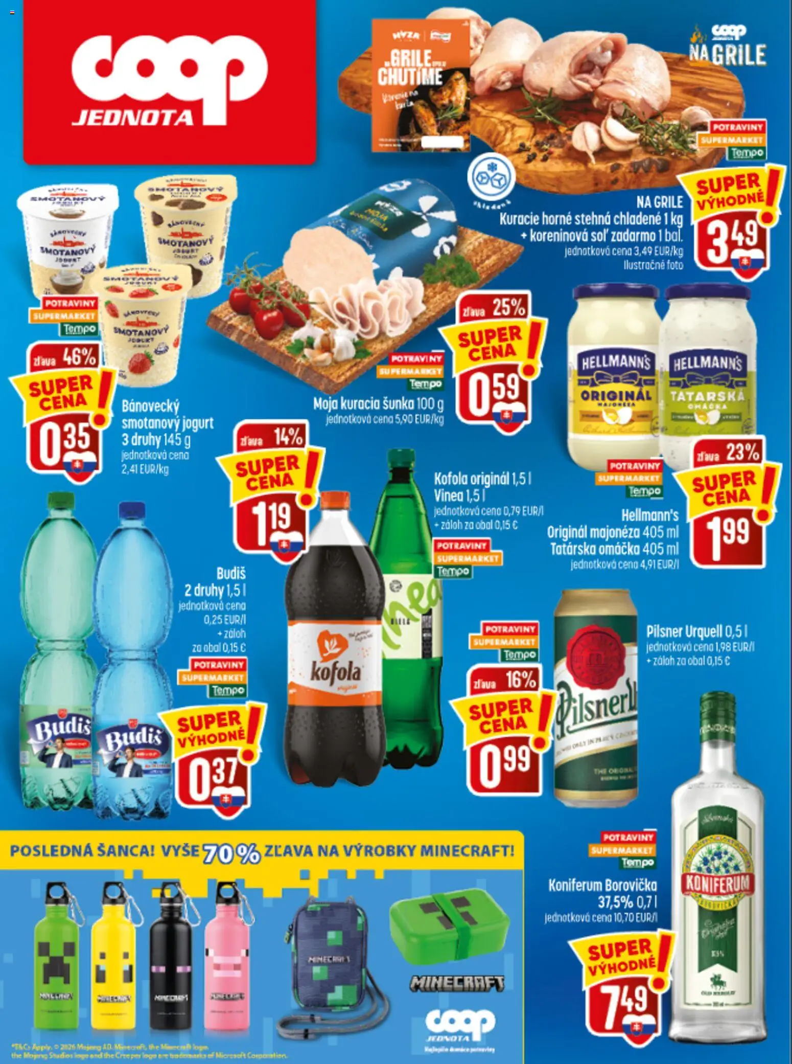 Náhľad COOP Jednota letáku platného od 10.09.2026 - Pilsner Urquell, Borovička, Soľ, Vinea, Omáčka, Koniferum, Stehná, Smotanový jogurt