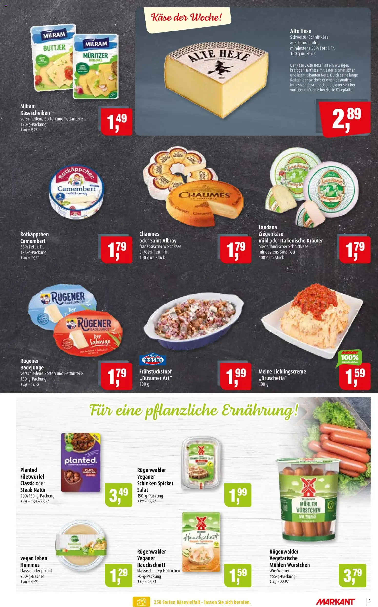 Vorschau von dem Prospekt des Geschäftes Markant, gültig ab dem 07.09.2026 - Käse, Steak, Hummus, Rotkäppchen, Camembert, Schinken, Milram, Hahnchen