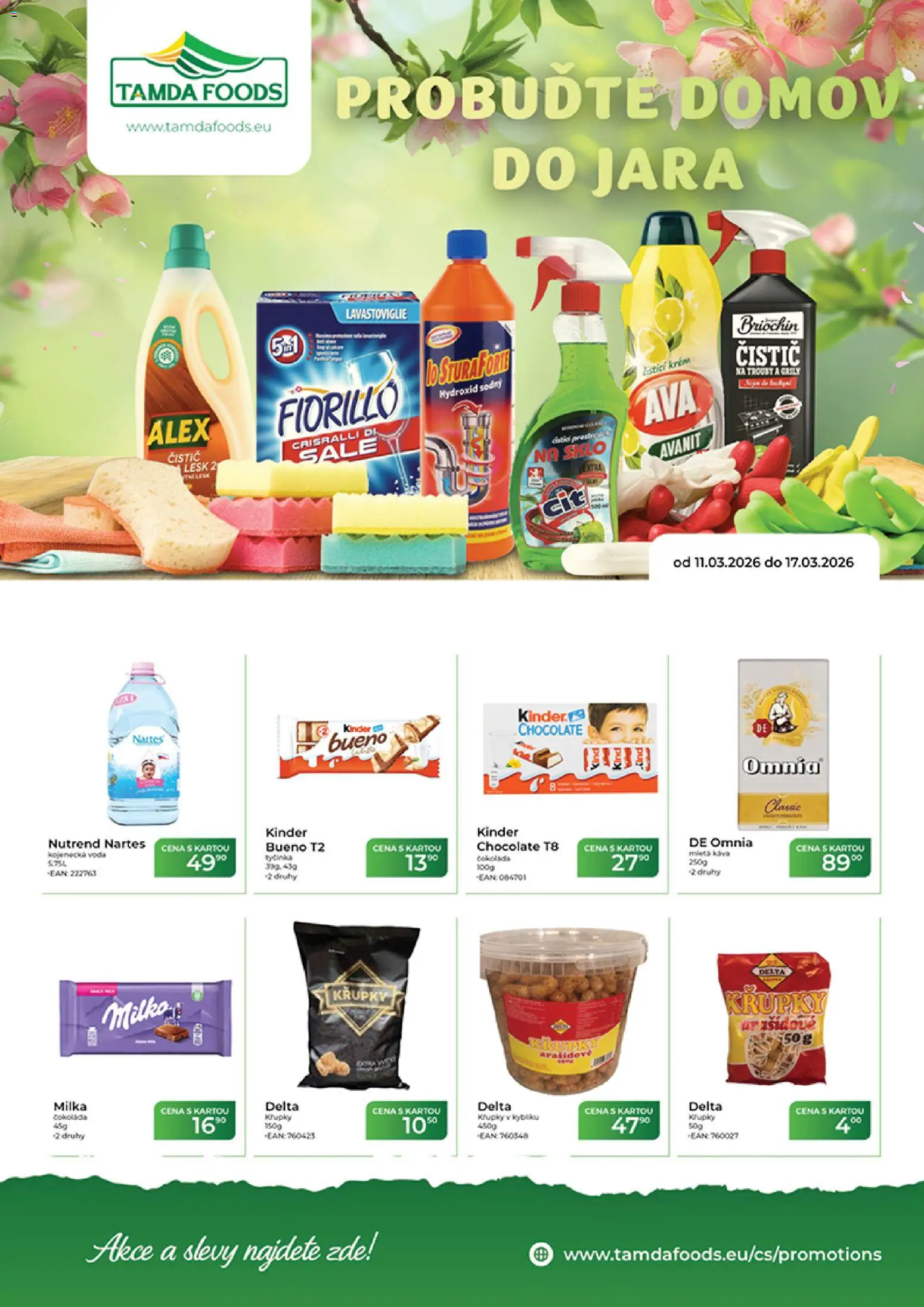 Náhled nabídky: Tamda Foods Tamda Foods leták platný od 11.03.2026 - Káva, Voda, Milka, Kinder, Hydroxid sodný, Krém, Kojenecká voda, Mletá káva