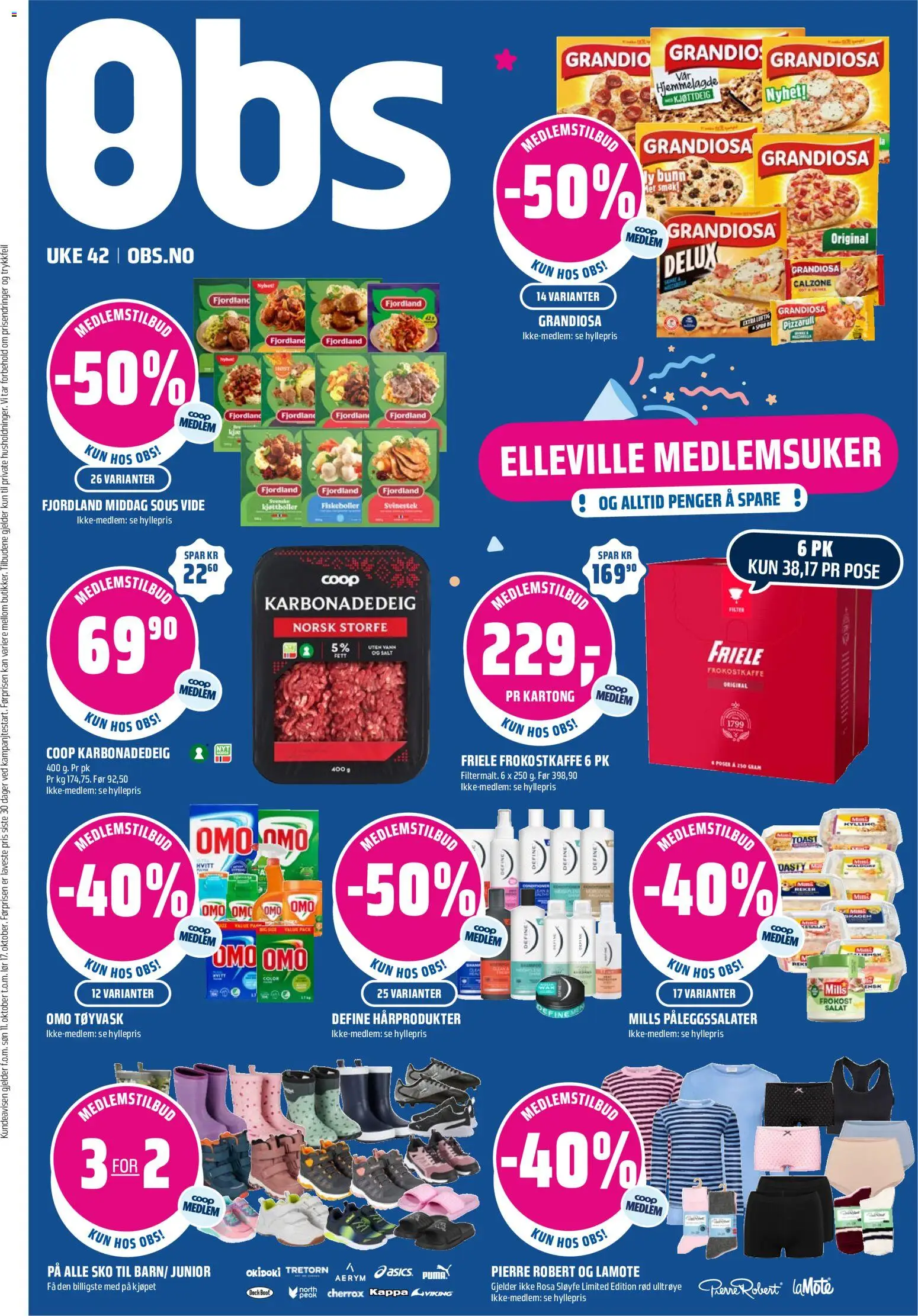 Forhåndsvis Coop Obs kundeavis Helgemat Kuppet fra butikk Coop Obs gyldig fra 15/10/2026 - Fjordland, Kylling, Karbonadedeig, Kjøttboller, Salat, Toast, Kjøttdeig, Tøyvask