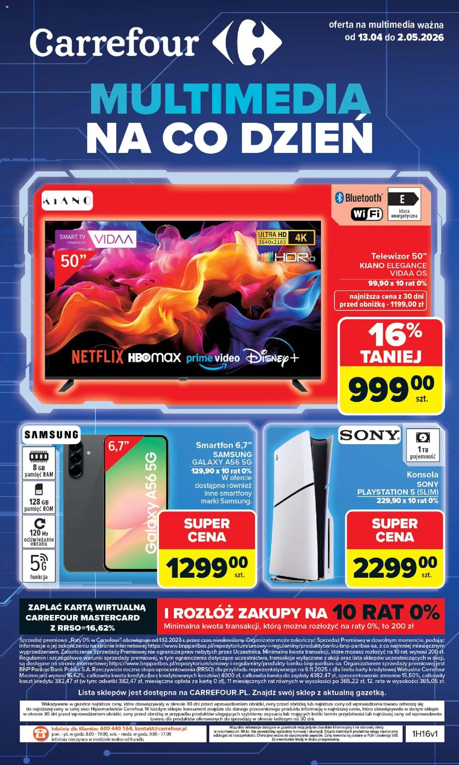 Pogląd gazetki "Carrefour gazetka - Multimedia" ze sklepu Carrefour ważnej od 13.04.2026 - Playstation, Telewizor, Smartfon, Konsola, Karta