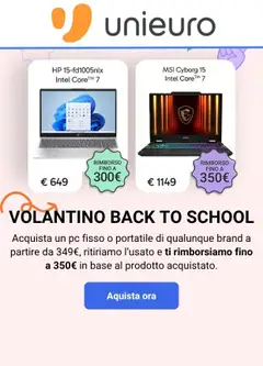 Anteprima del volantino Volantino Unieuro valido a partire dal 24/08/2026