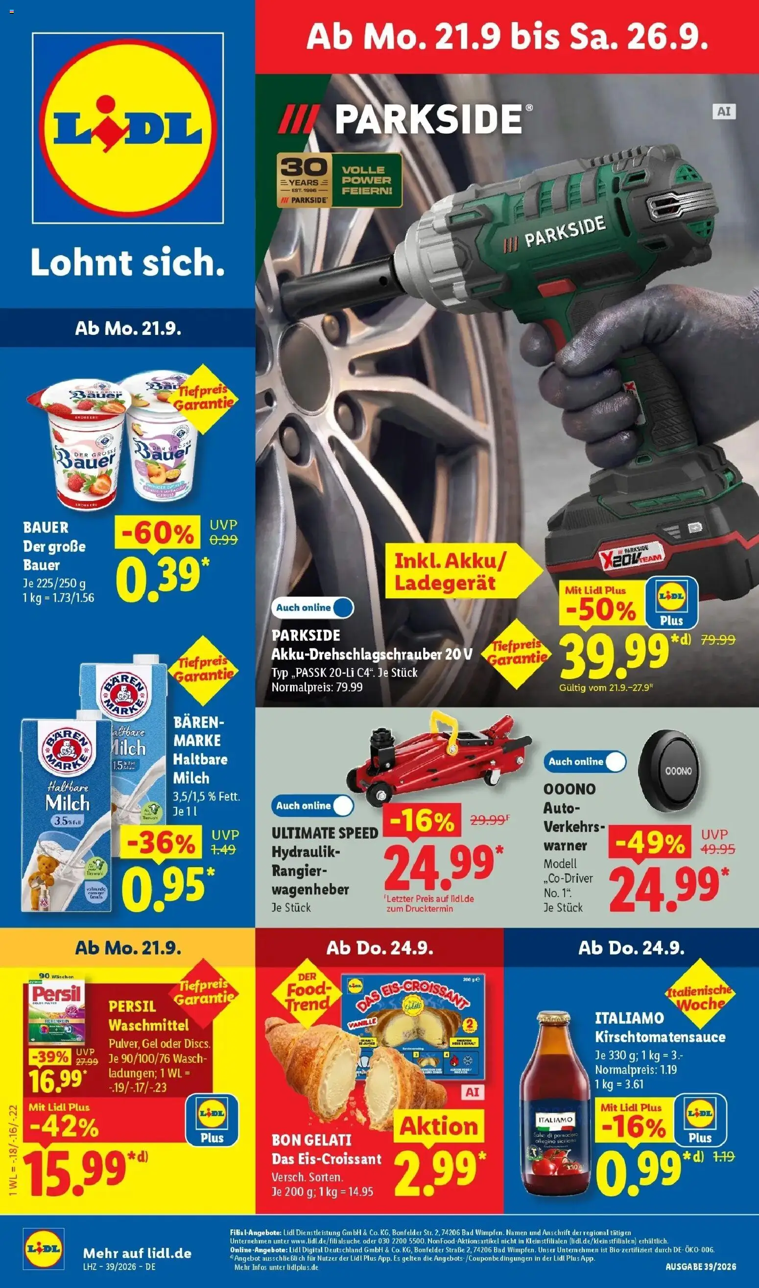 Vorschau von dem Prospekt des Geschäftes Lidl, gültig ab dem 21.09.2026