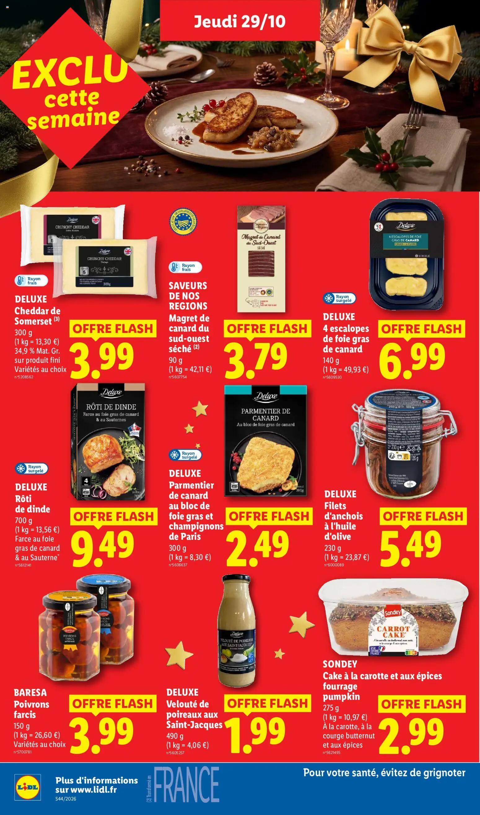 Prévisualisation de LIDL catalogue du magasin LIDL formulaire valide 29/10/2026 - Magret de canard, Poireaux, Courge, Foie, Dinde, Rôti de dinde, Bloc de foie gras, Escalopes de foie gras de canard