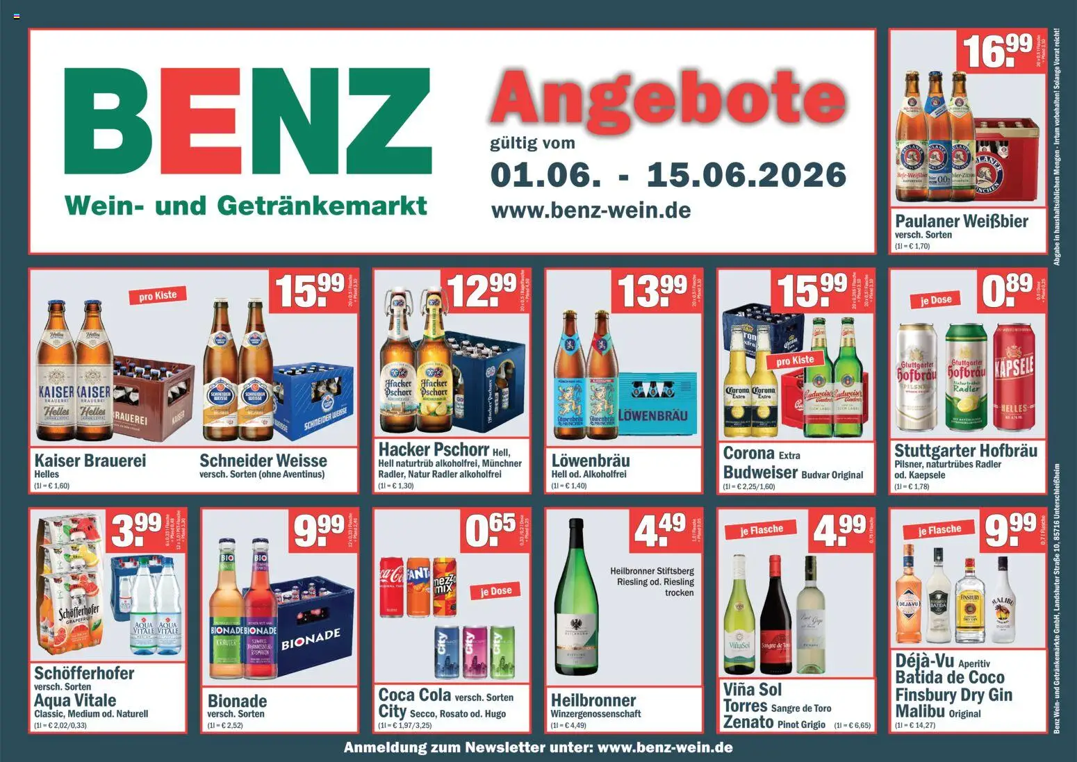 Vorschau von dem Prospekt des Geschäftes Benz Getränke, gültig ab dem 01.06.2026