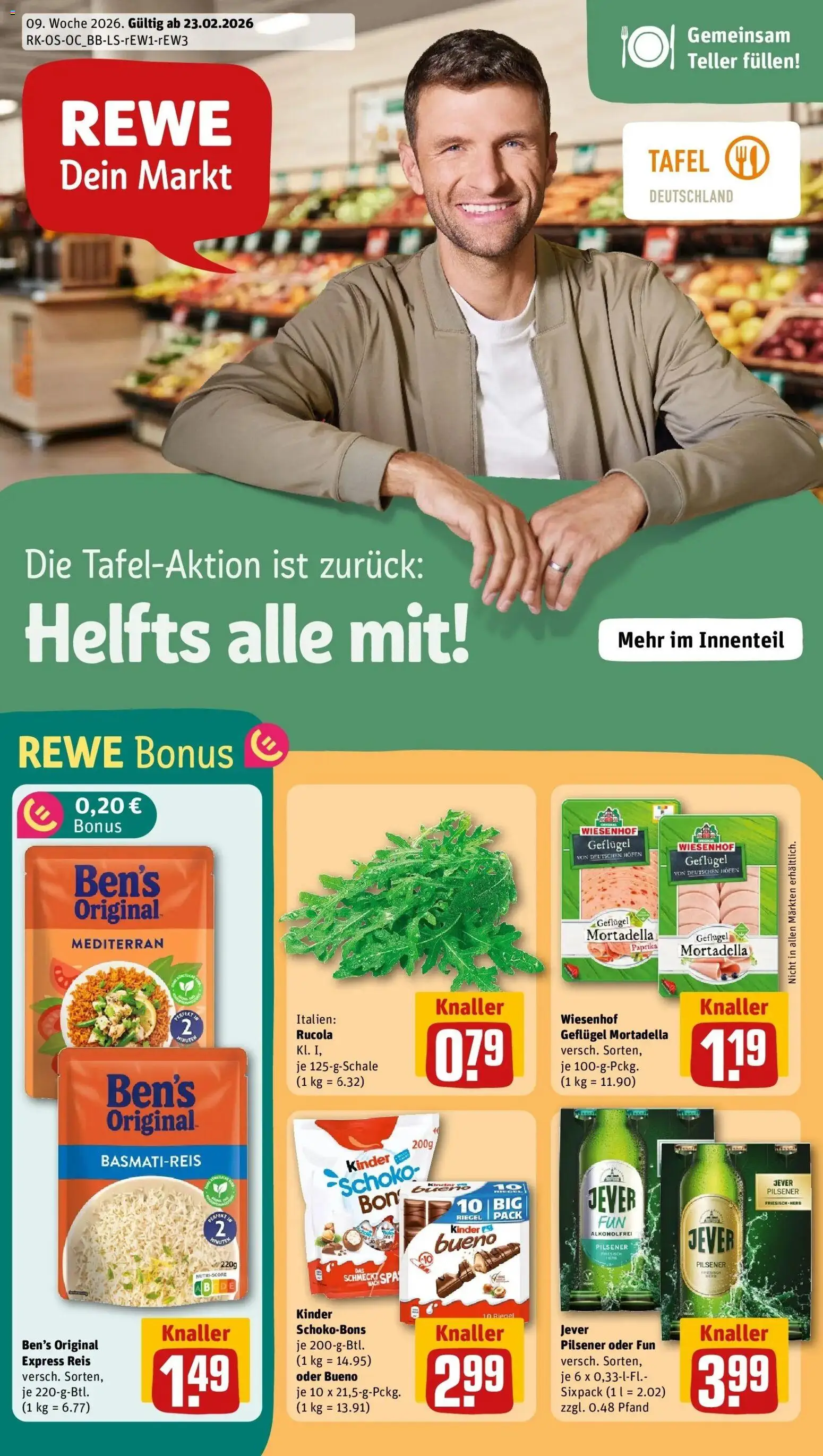 Vorschau von dem Prospekt des Geschäftes Rewe, gültig ab dem 22.02.2026 - Rucola, Jever, Paprika, Reis, Basmatireis