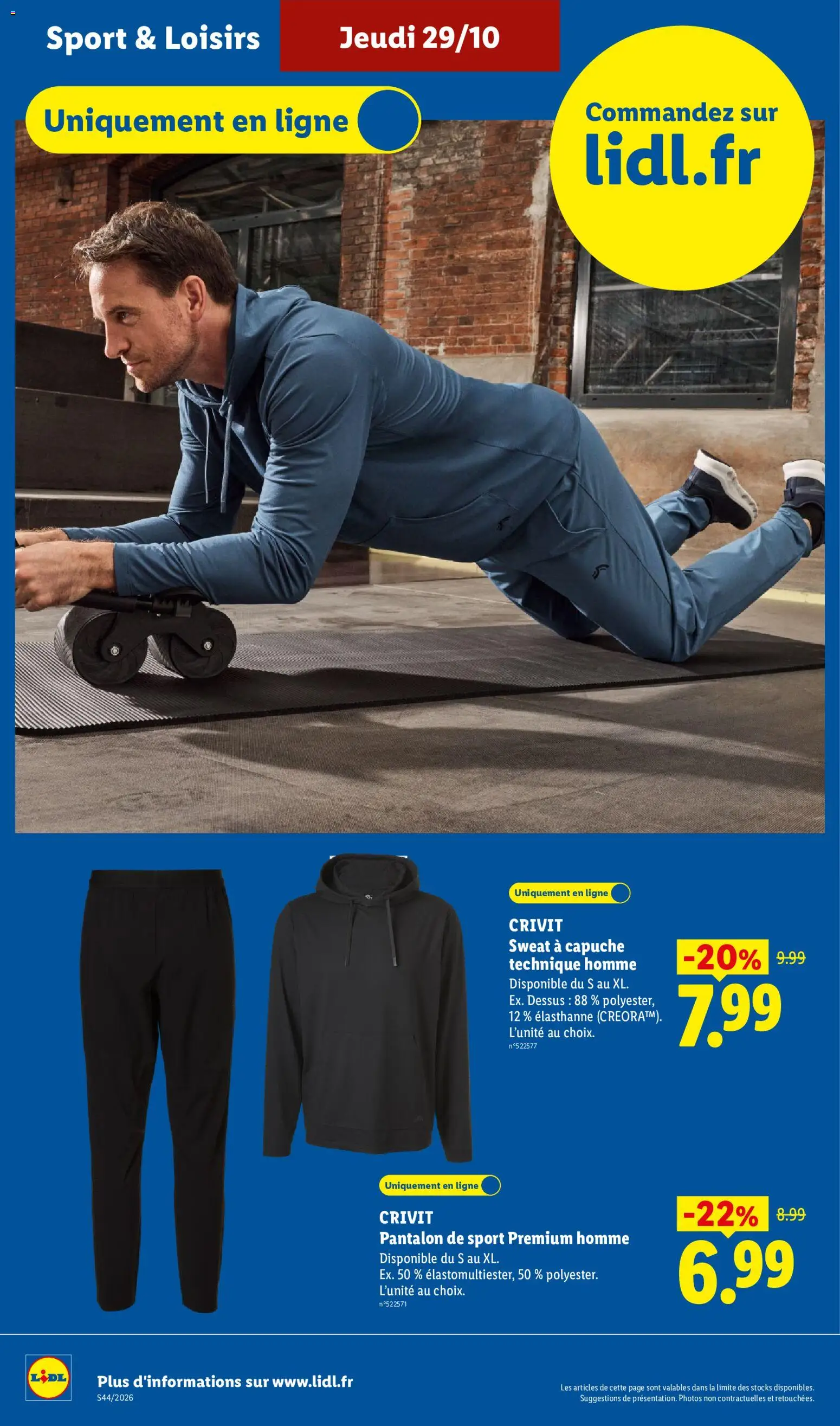 Prévisualisation de LIDL catalogue du magasin LIDL formulaire valide 29/10/2026 - Pantalon, Crivit, Sweat à capuche