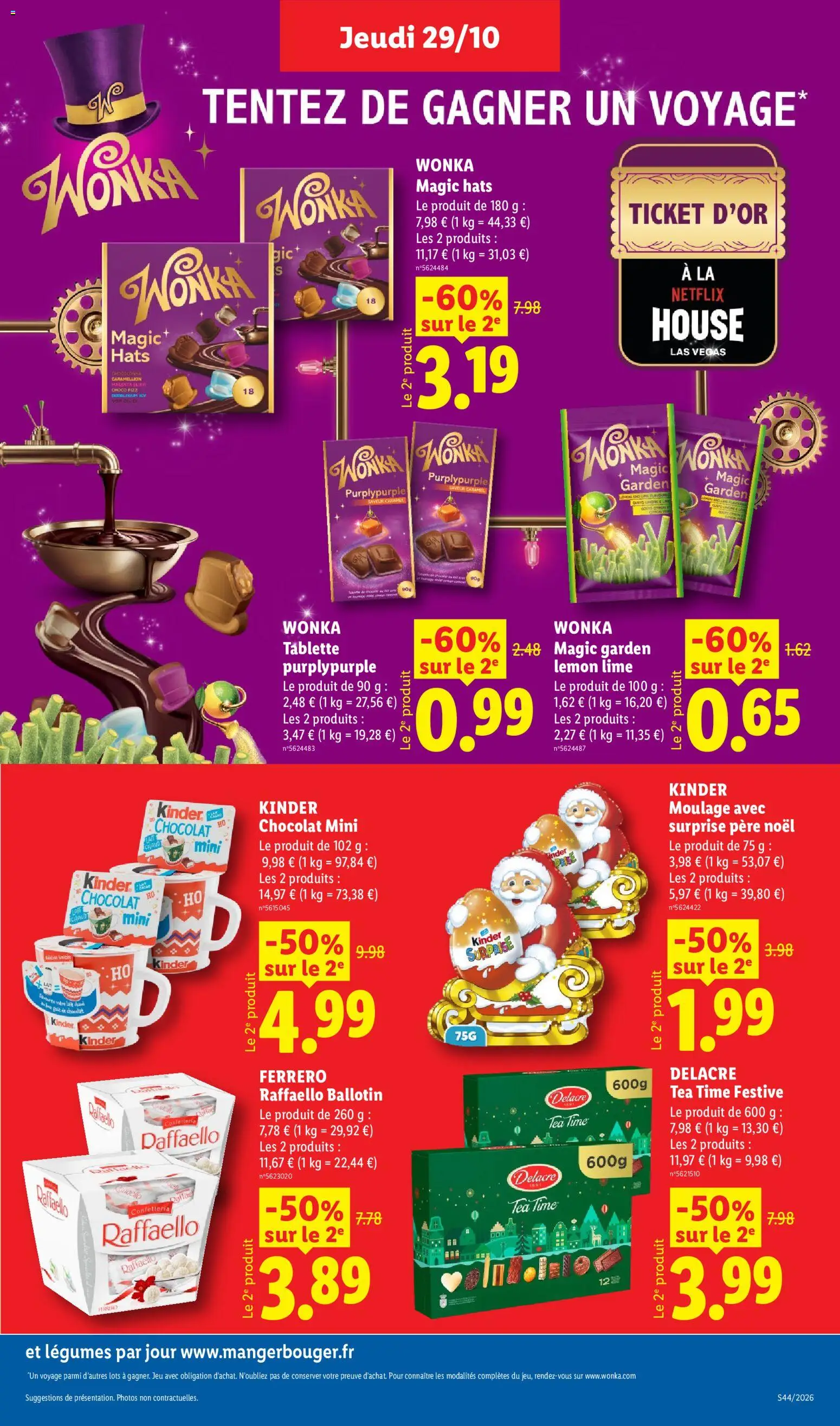 Prévisualisation de LIDL catalogue du magasin LIDL formulaire valide 29/10/2026 - Chocolat, Tablette, Thé, Biscuits, Raffaello, Kinder Chocolat